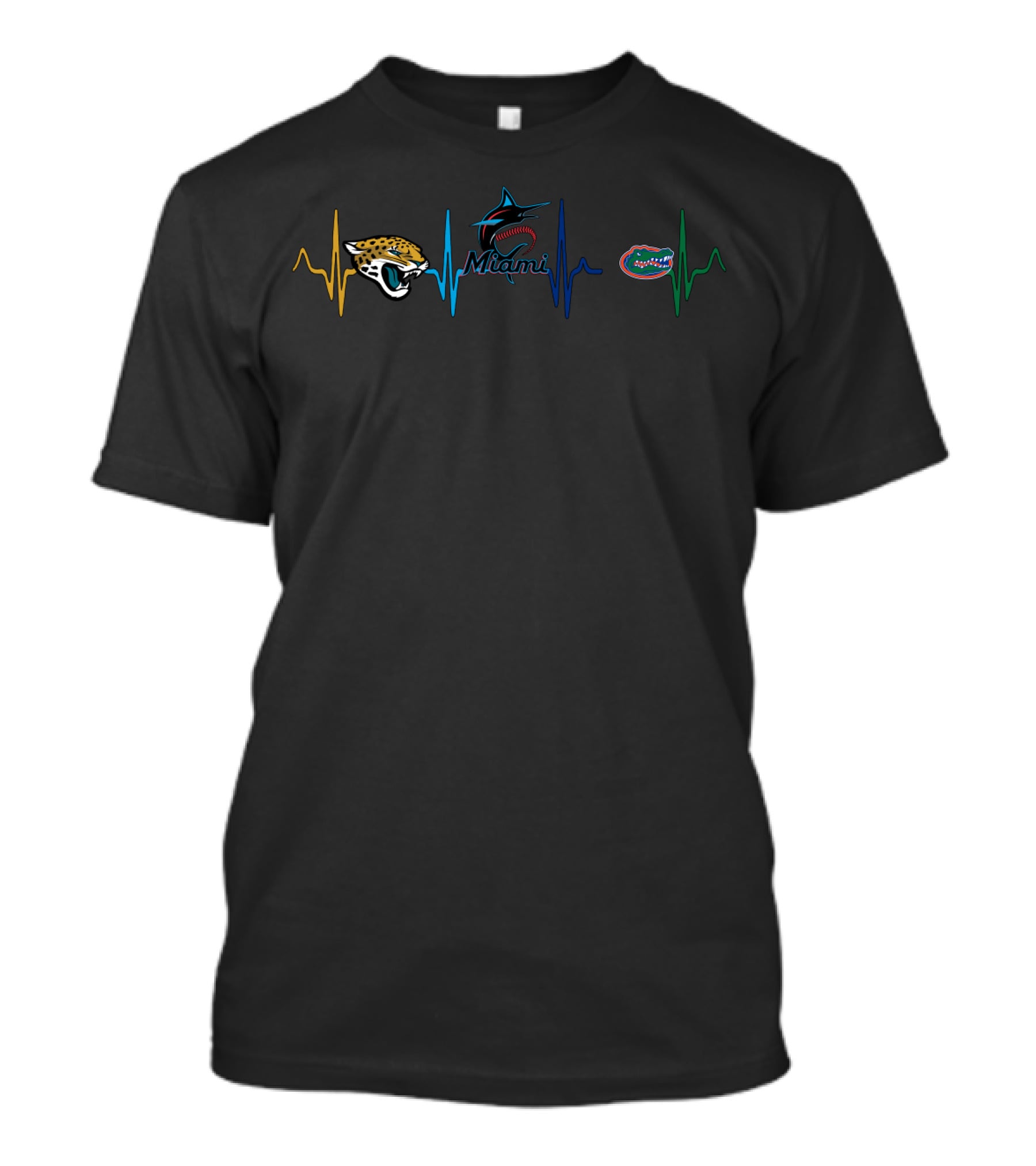 Jacksonville Jaguars Miami Marlins Florida Gators Heartbeat T-Shirt
