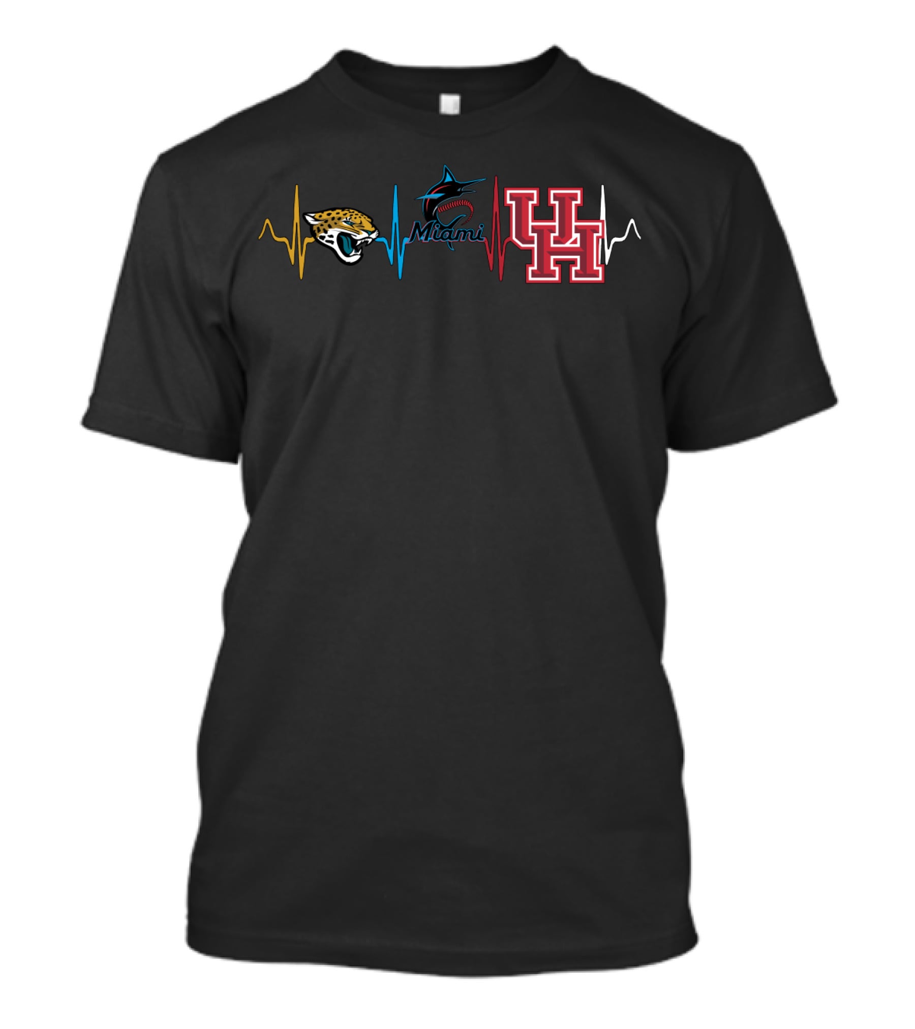 Love Jaguars Miami Marlins Uh Heartbeat T-Shirt