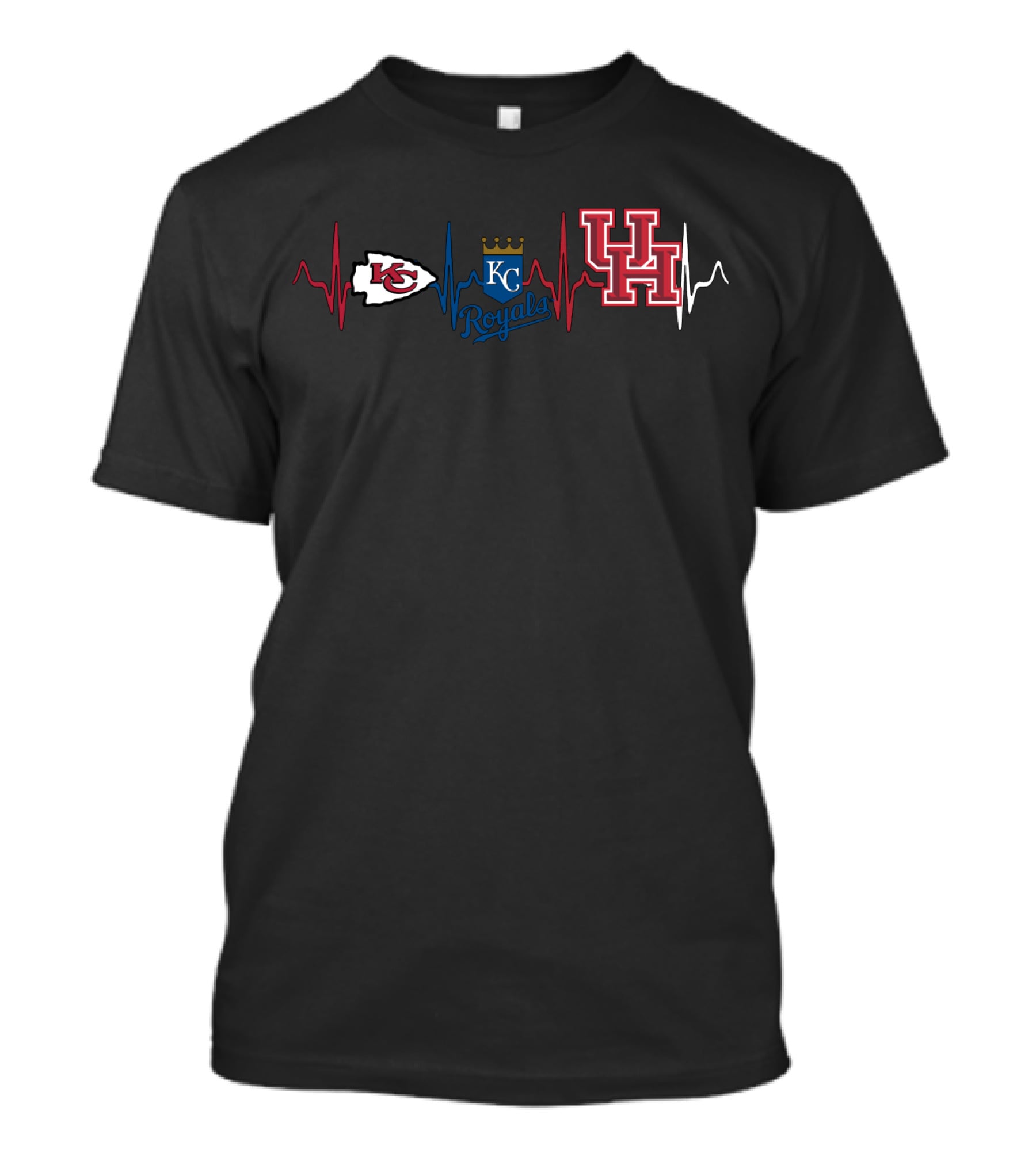 Kansas City Chiefs Kc Royals Houston Cougars Heartbeat T-Shirt