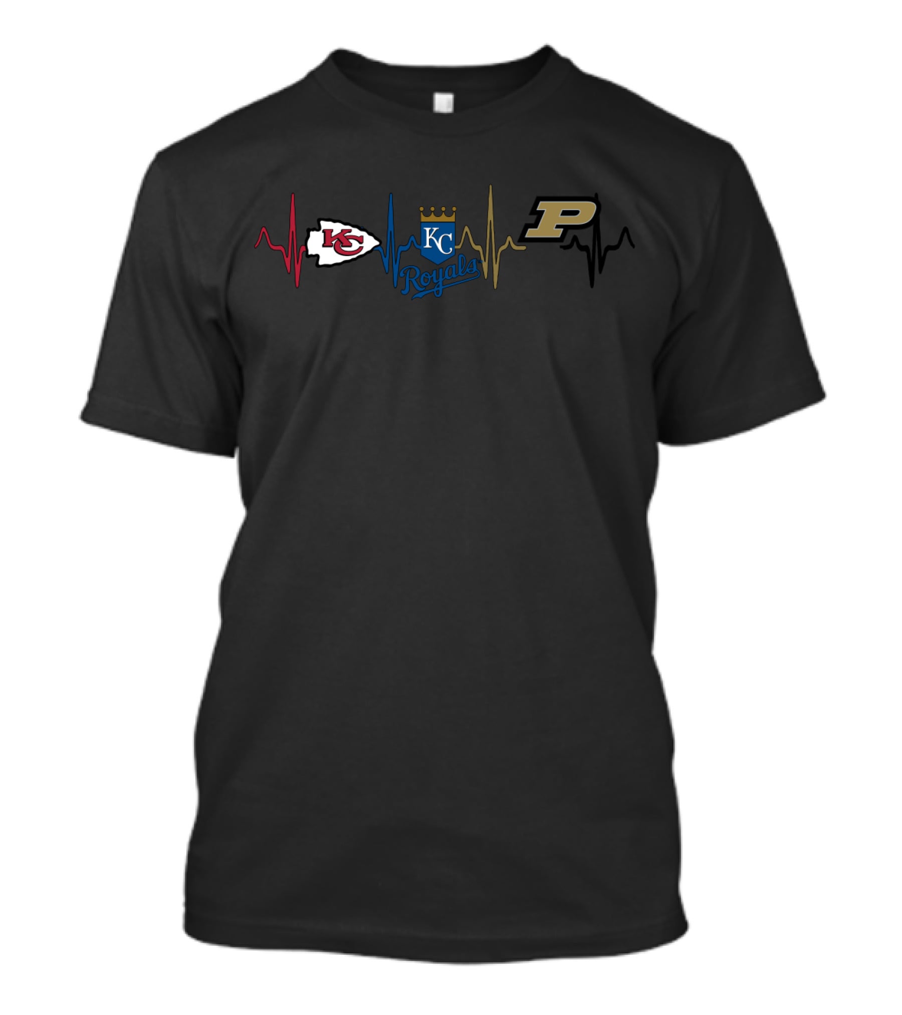 Kansas City Chiefs Royals Purdue Heartbeat T-Shirt