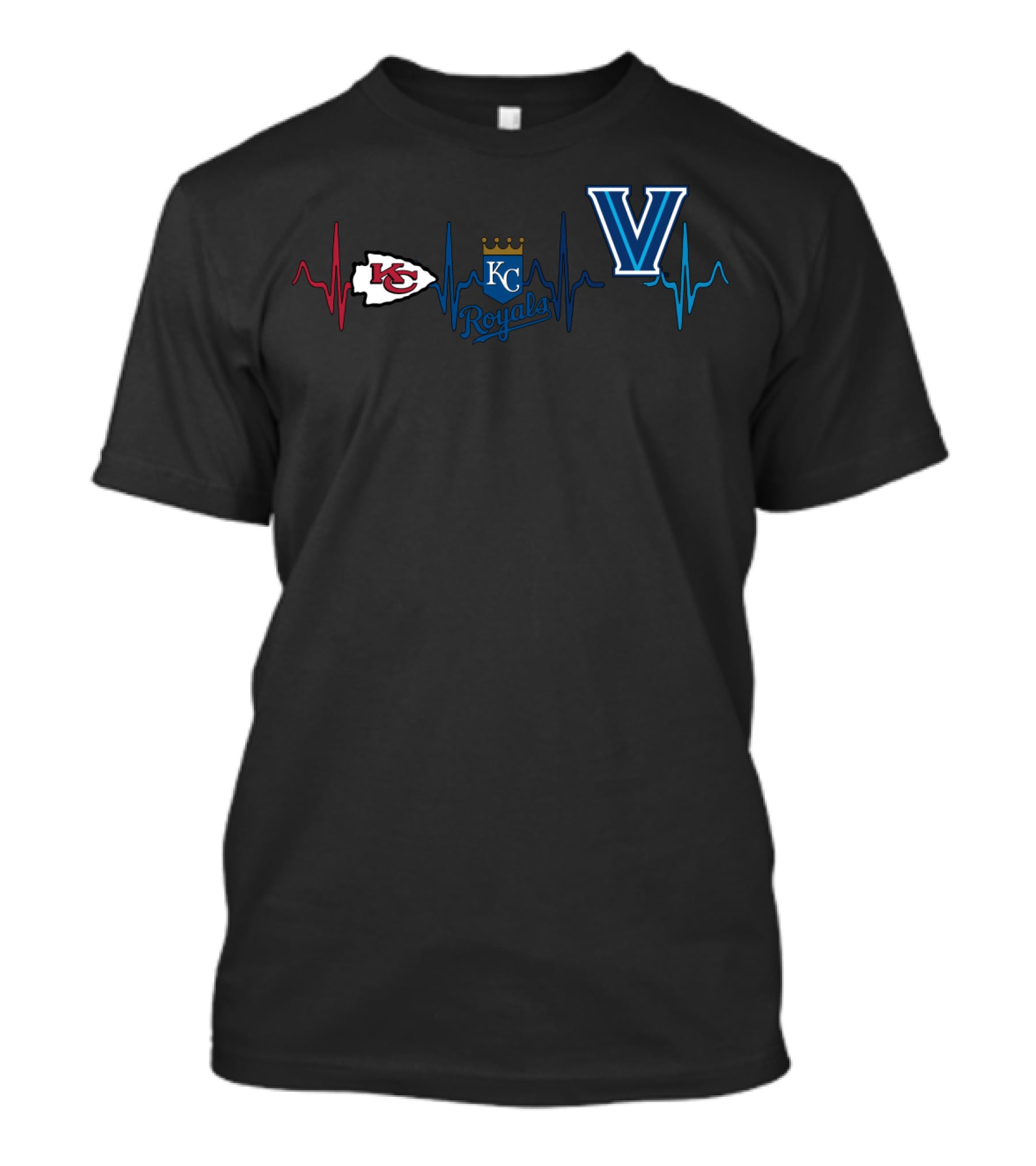 Kansas City Chiefs Royals Villanova Heartbeat T-Shirt