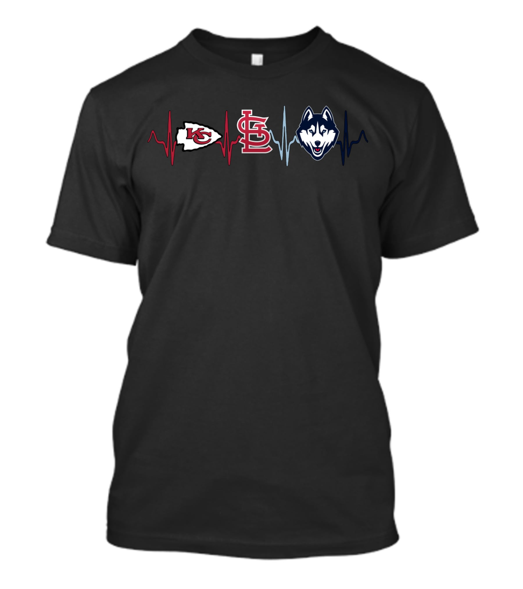 Kansas City Chiefs St. Louis Cardinals Uconn Huskies Heartbeat T-Shirt