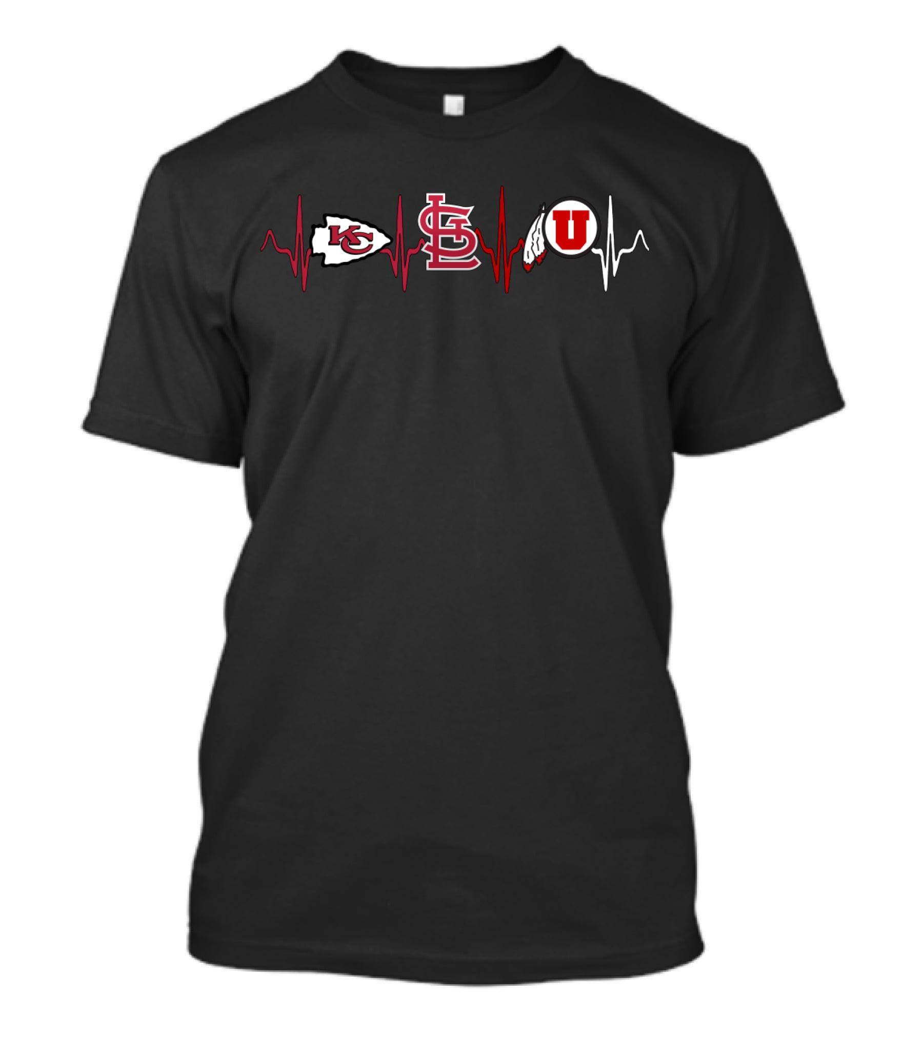 Kansas City Chiefs St. Louis Cardinals Utah Utes Heartbeat T-Shirt