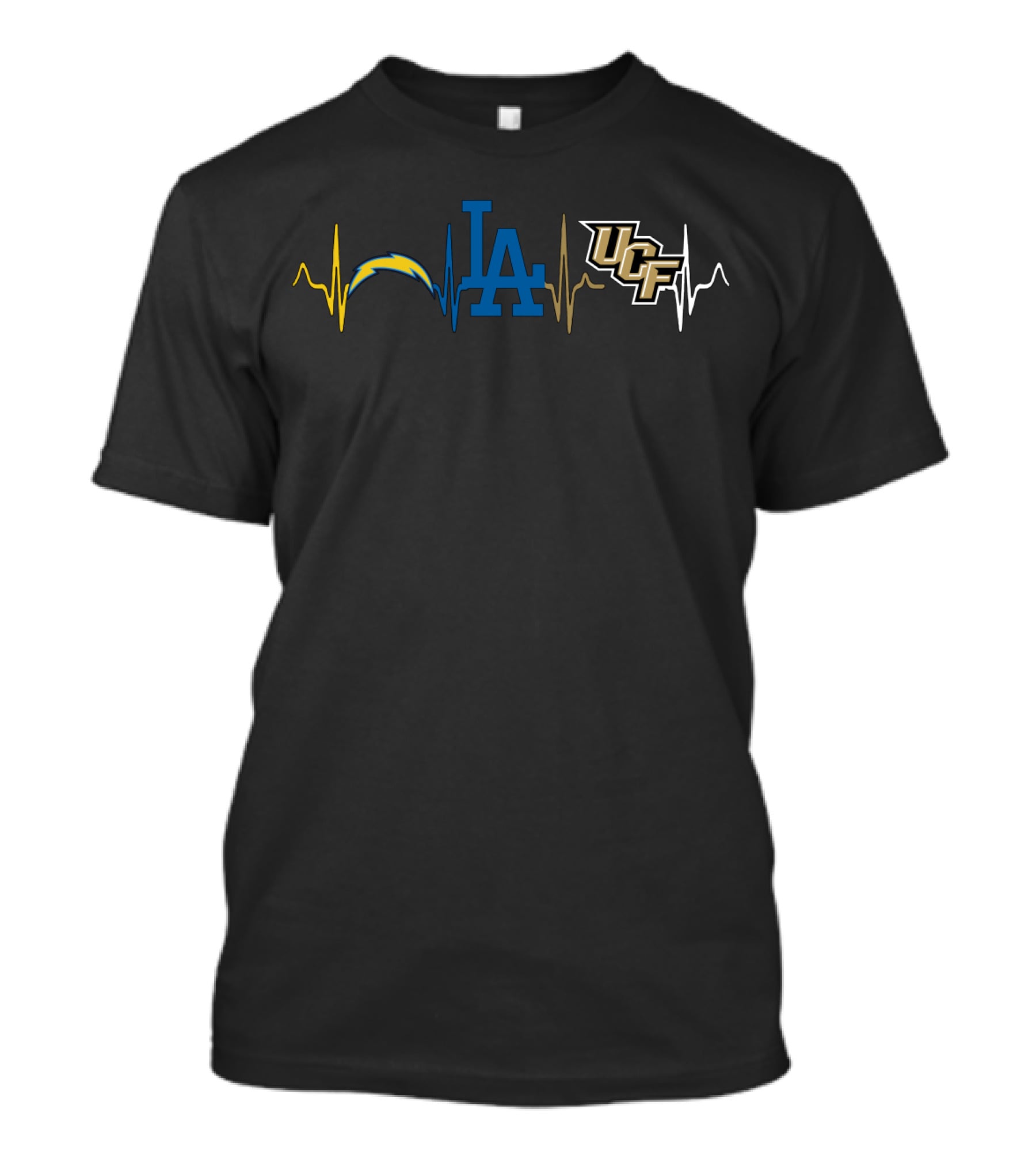 Love Chargers Dodgers Ucf Heartbeat T-Shirt