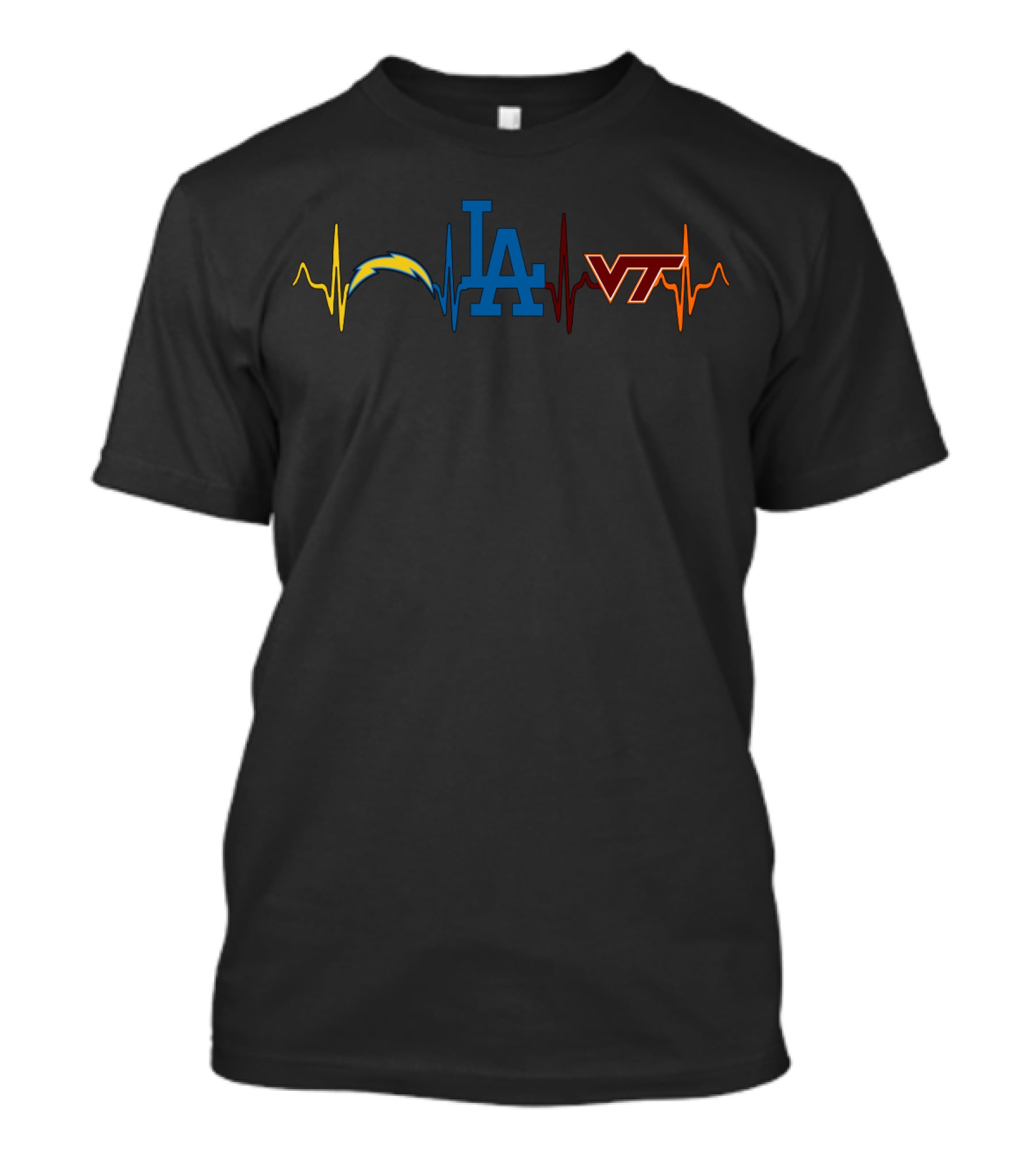 Chargers Dodgers Virginia Tech Heartbeat T-Shirt