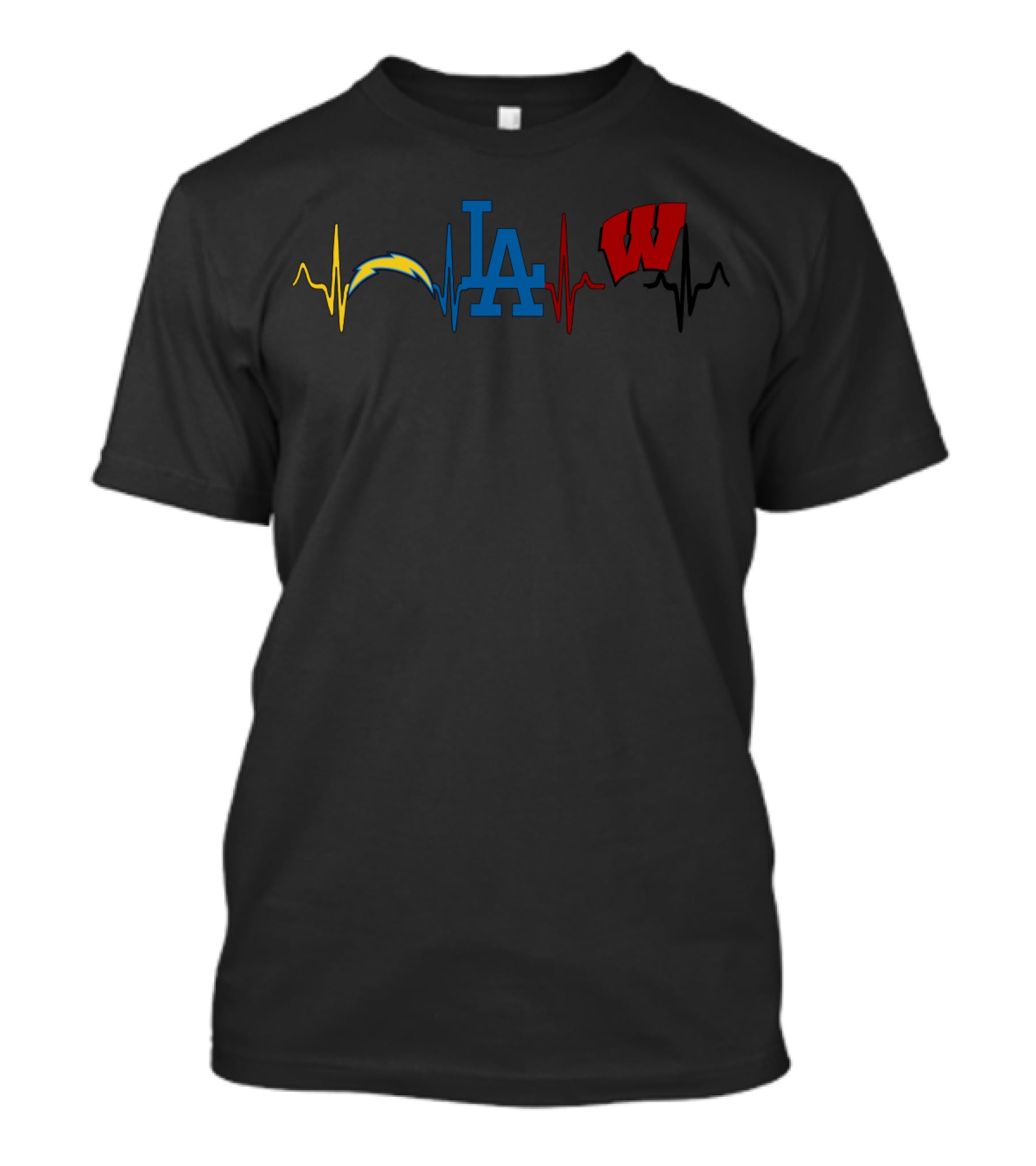 Chargers Dodgers Wisconsin Heartbeat Sports Fan T-Shirt