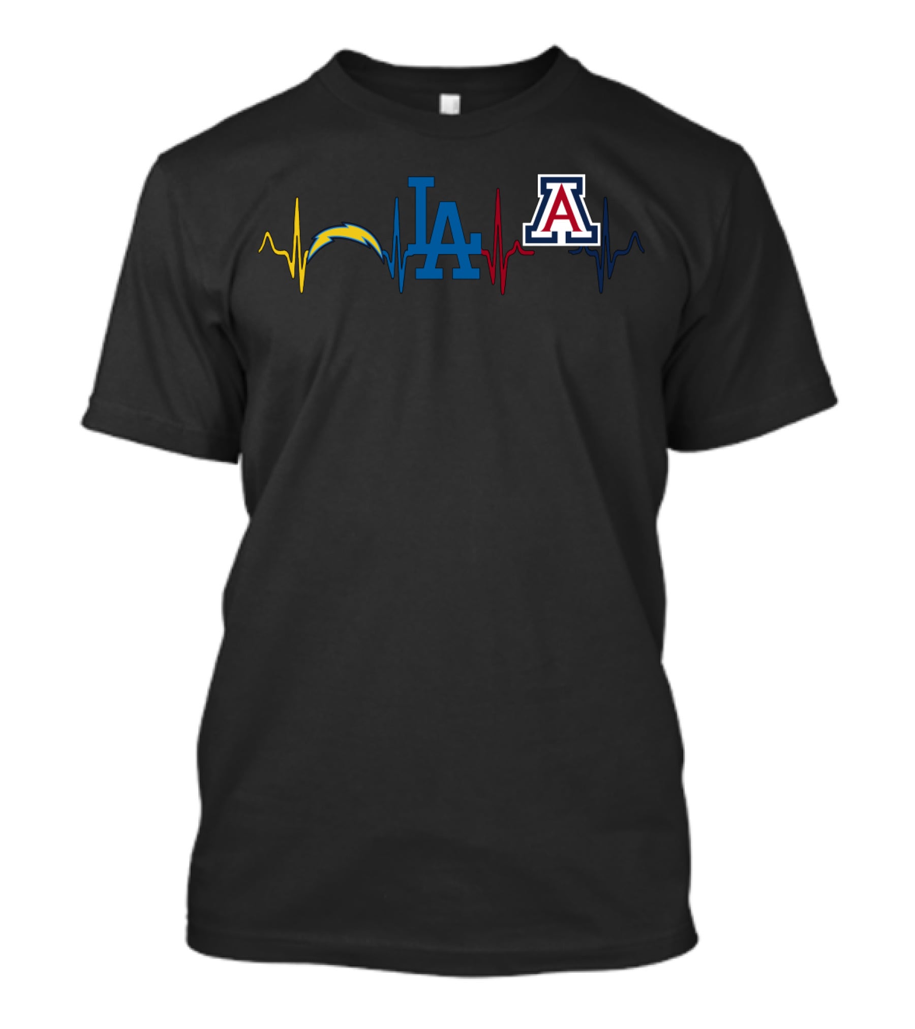 Love Chargers Dodgers Wildcats Heartbeat T-Shirt