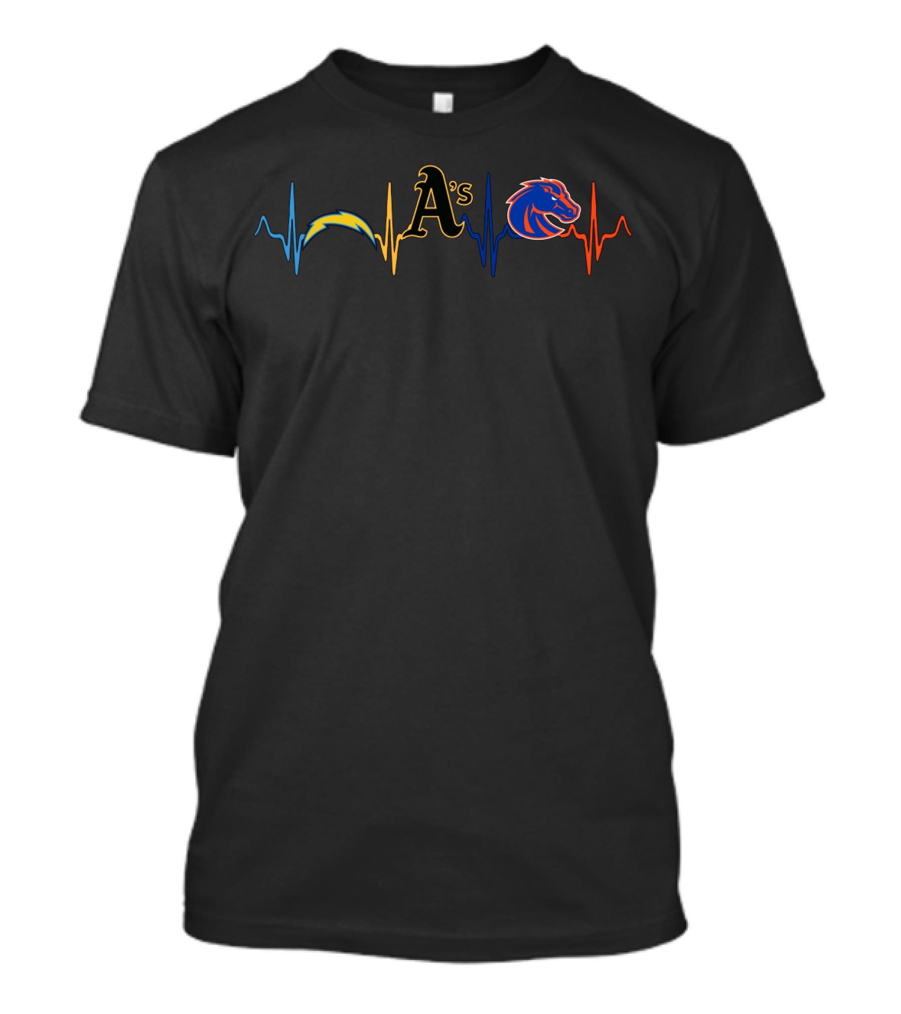 Love Chargers Athletics A's Bsb Heartbeat T-Shirt