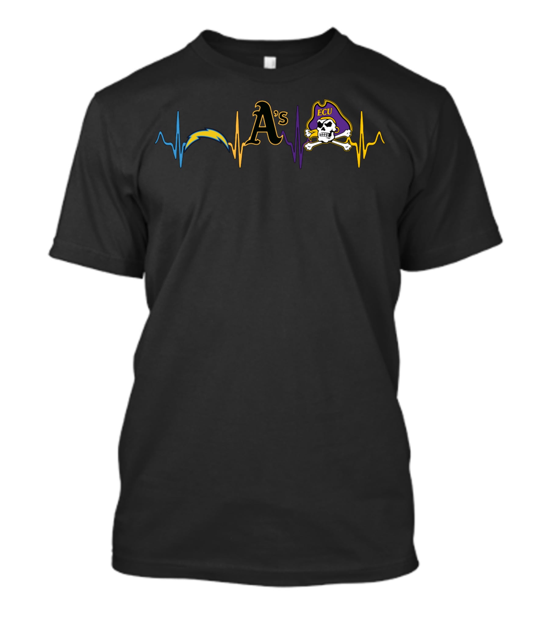 Love Chargers Athletics A's Ecu Pirates Ecp T-Shirt