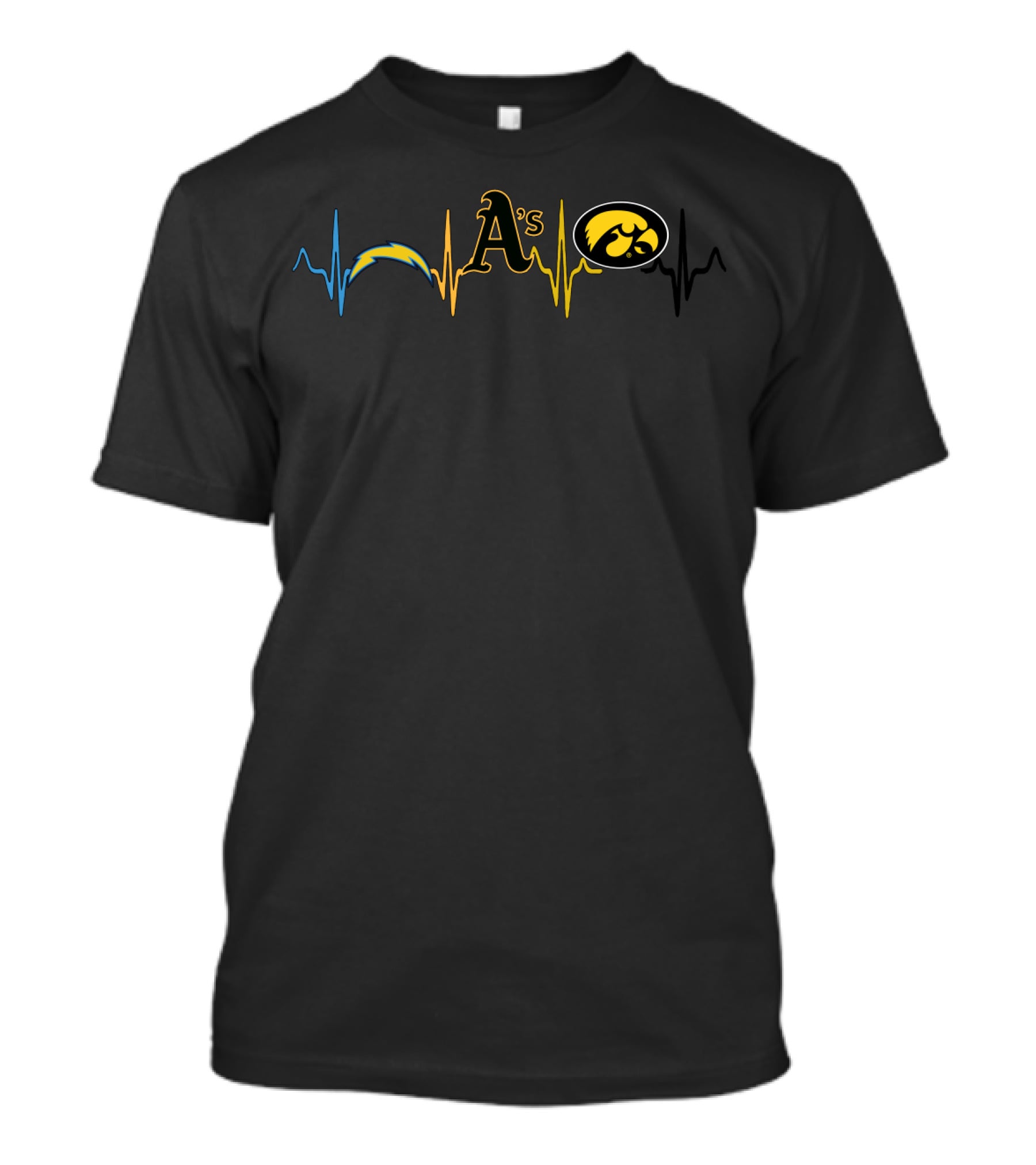 Love Chargers Athletics Iowa Hawkeyes Heartbeat T-Shirt