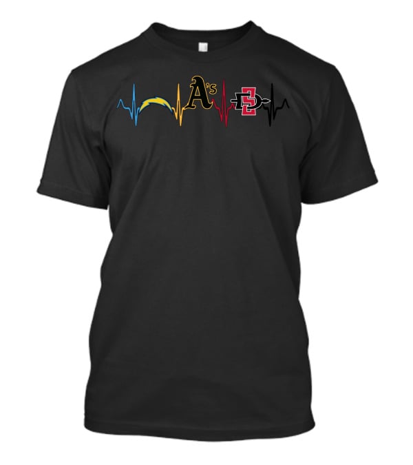 Love Chargers Athletics A's Sdsu Heartbeat T-Shirt