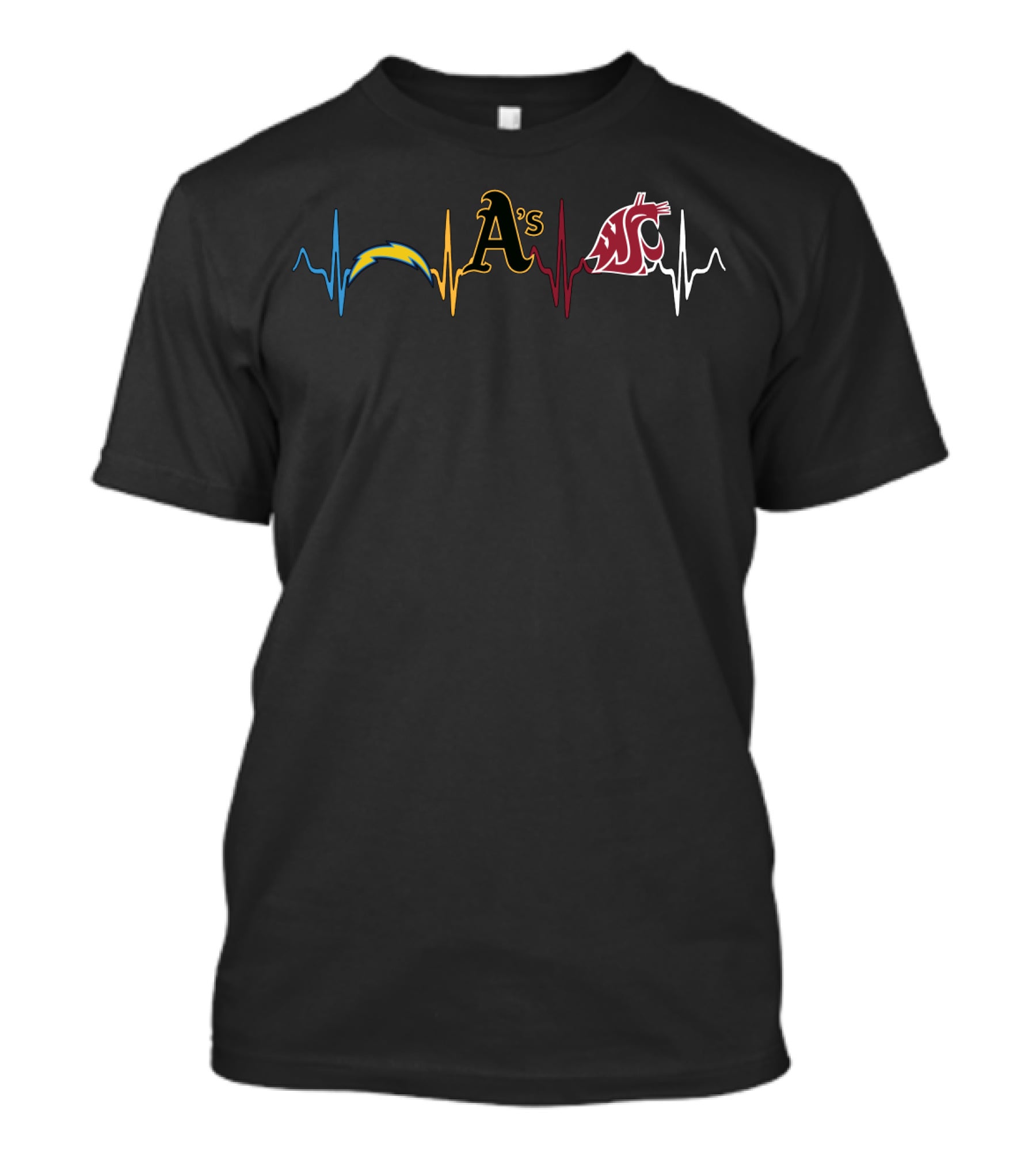 Love Chargers A's Wsc Athletics Heartbeat T-Shirt
