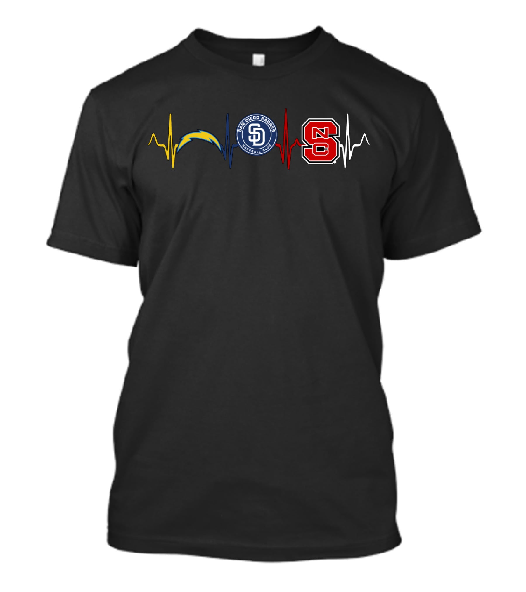 Love Chargers San Diego Padres Nc State Wolfpack Ekg T-Shirt