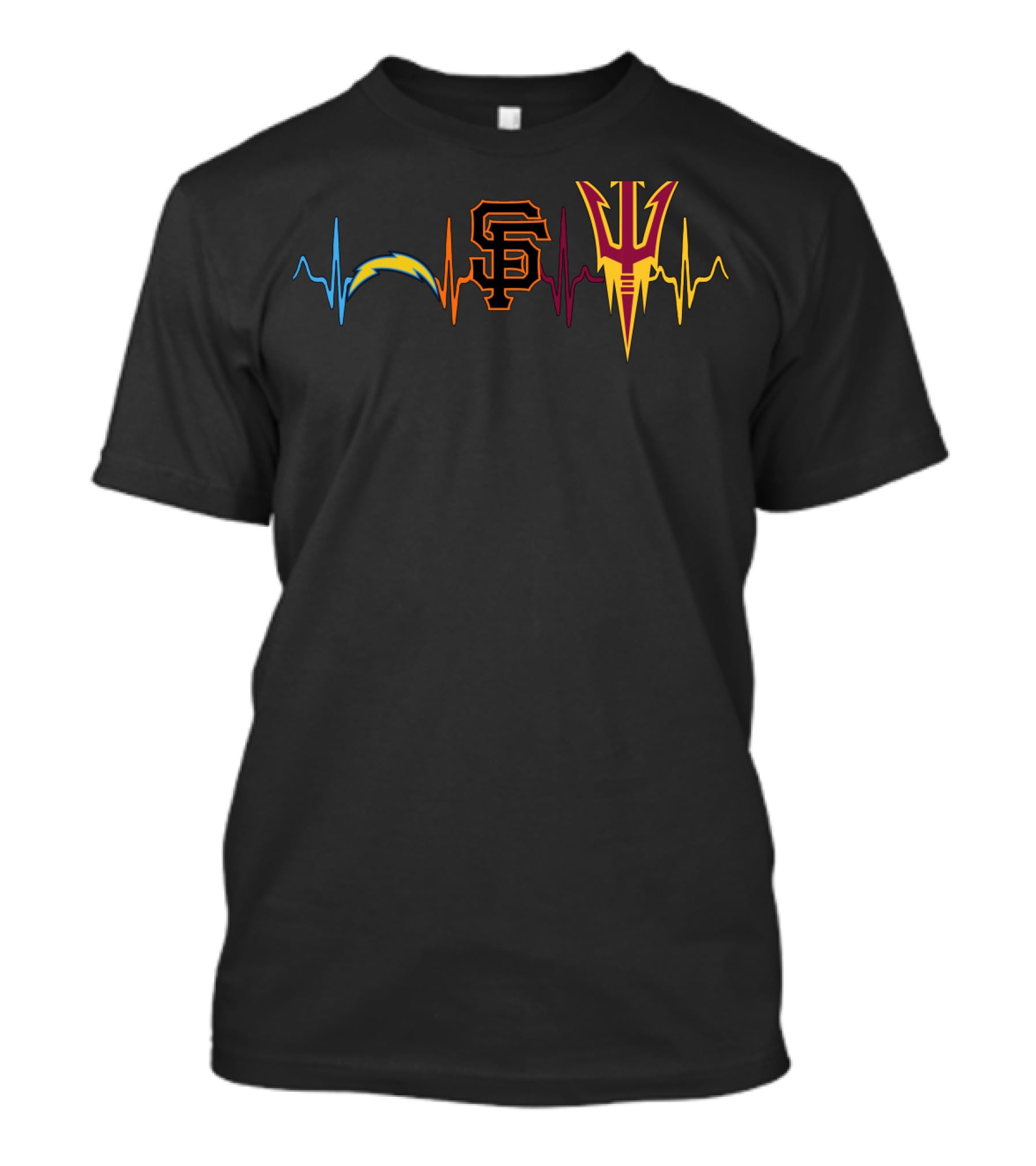 Chargers Giants State Logos Heartbeat Line T-Shirt