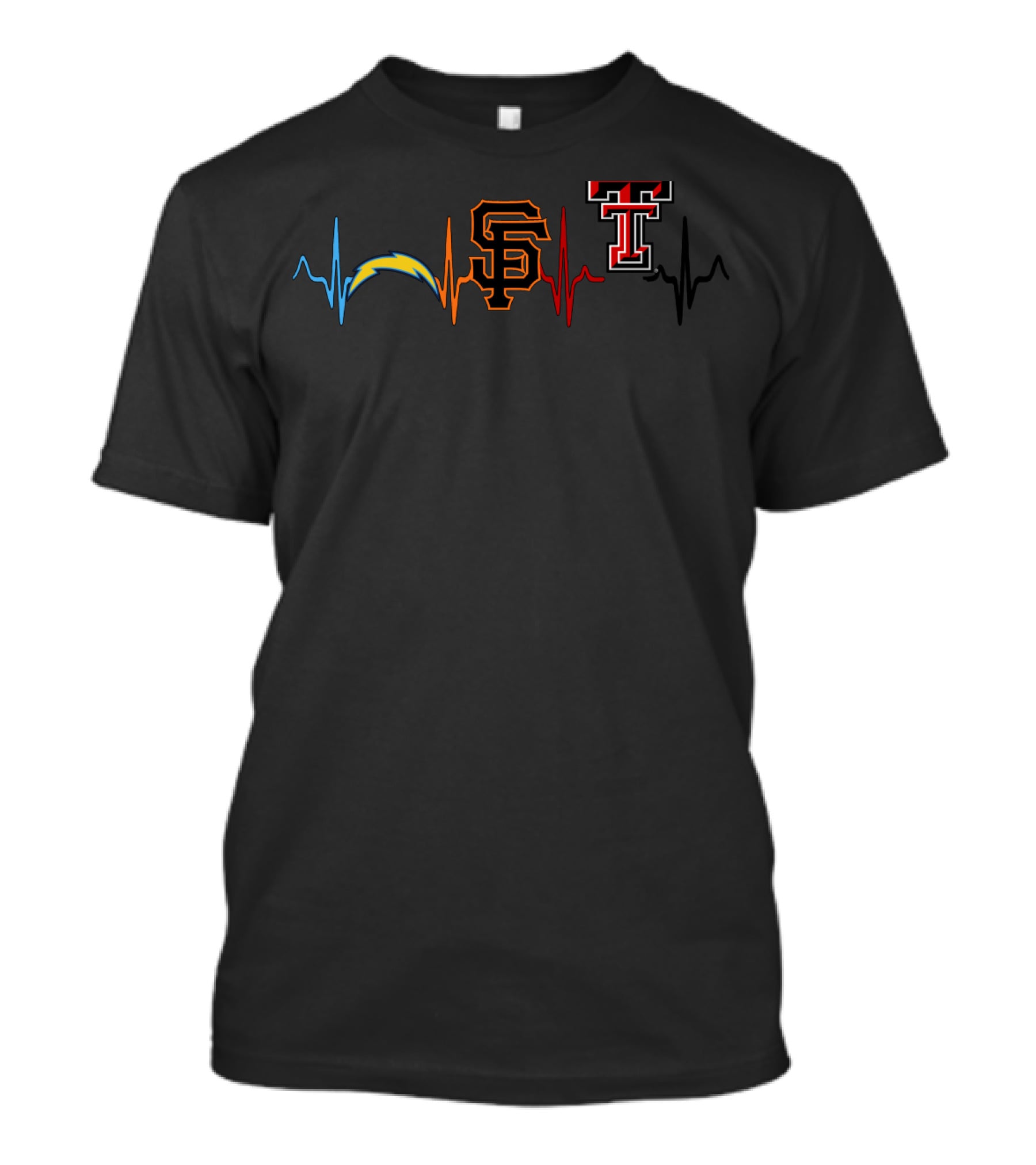 Love Chargers Giants Sf Tt Heartbeat T-Shirt