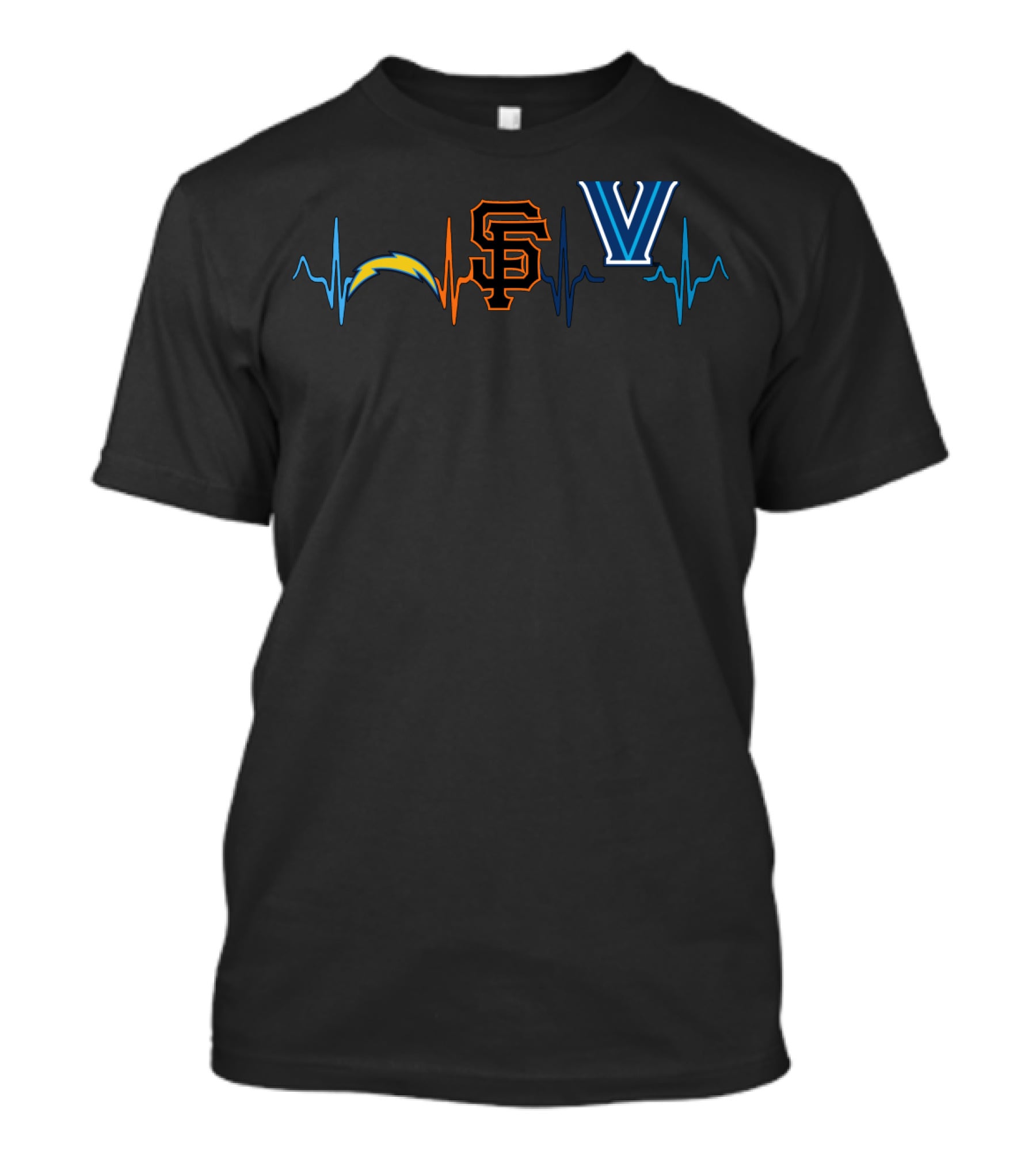 Chargers San Francisco Giants Villanova Heartbeat T-Shirt