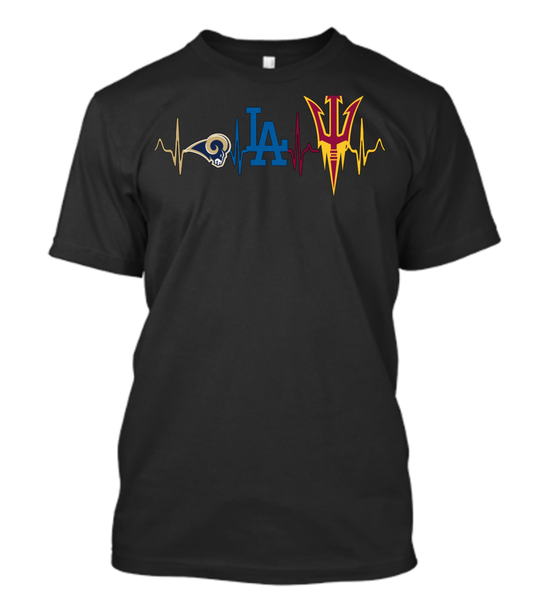 Love Rams Dodgers Sun Devils Heartbeat T-Shirt