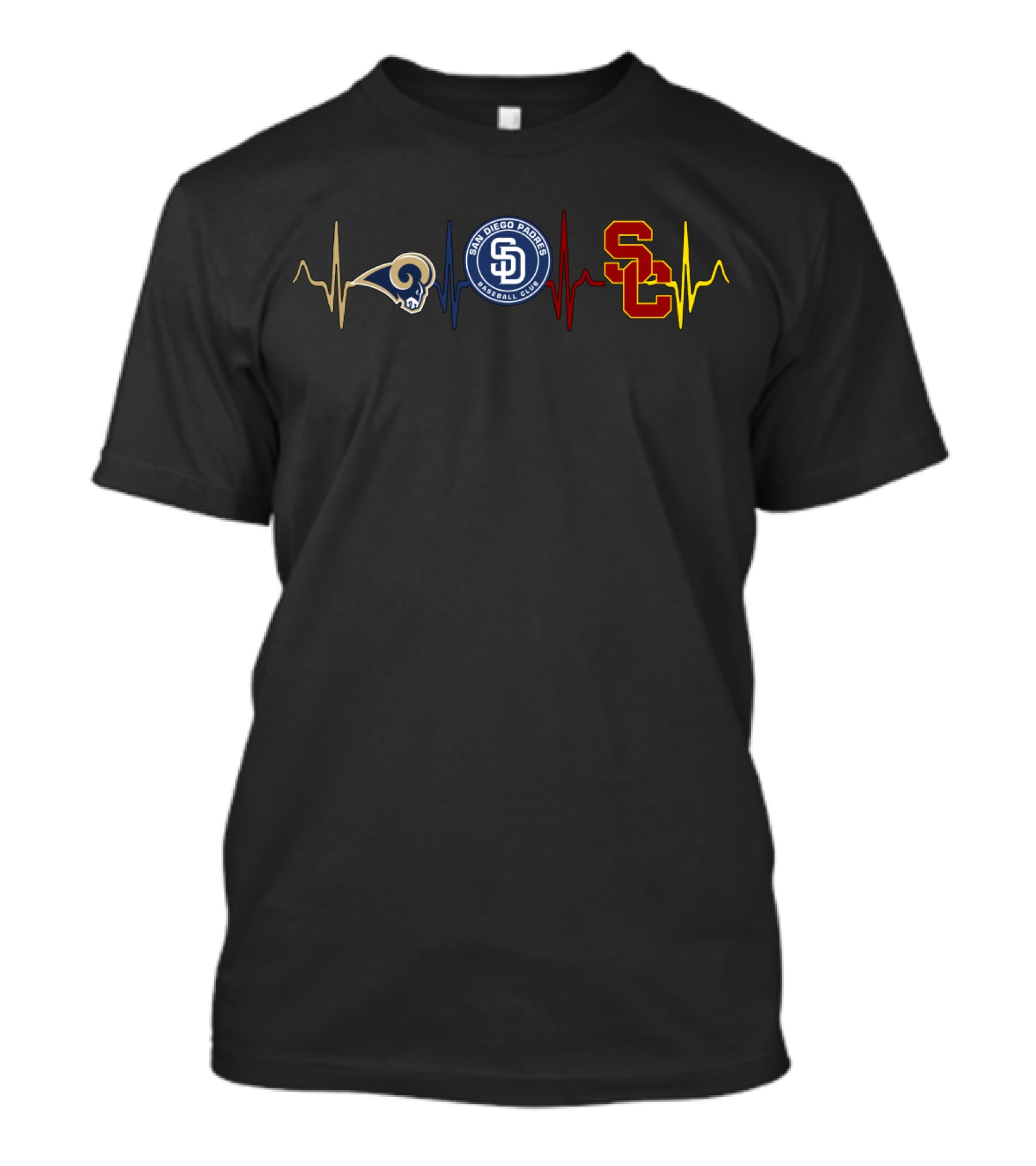 Los Angeles Rams San Diego Padres Usc Trojans Heartbeat T-Shirt