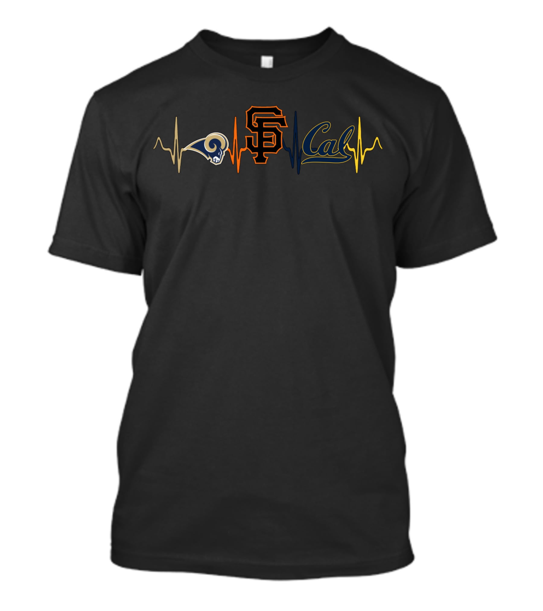 Rams Giants Cal Heartbeat With Cgb T-Shirt