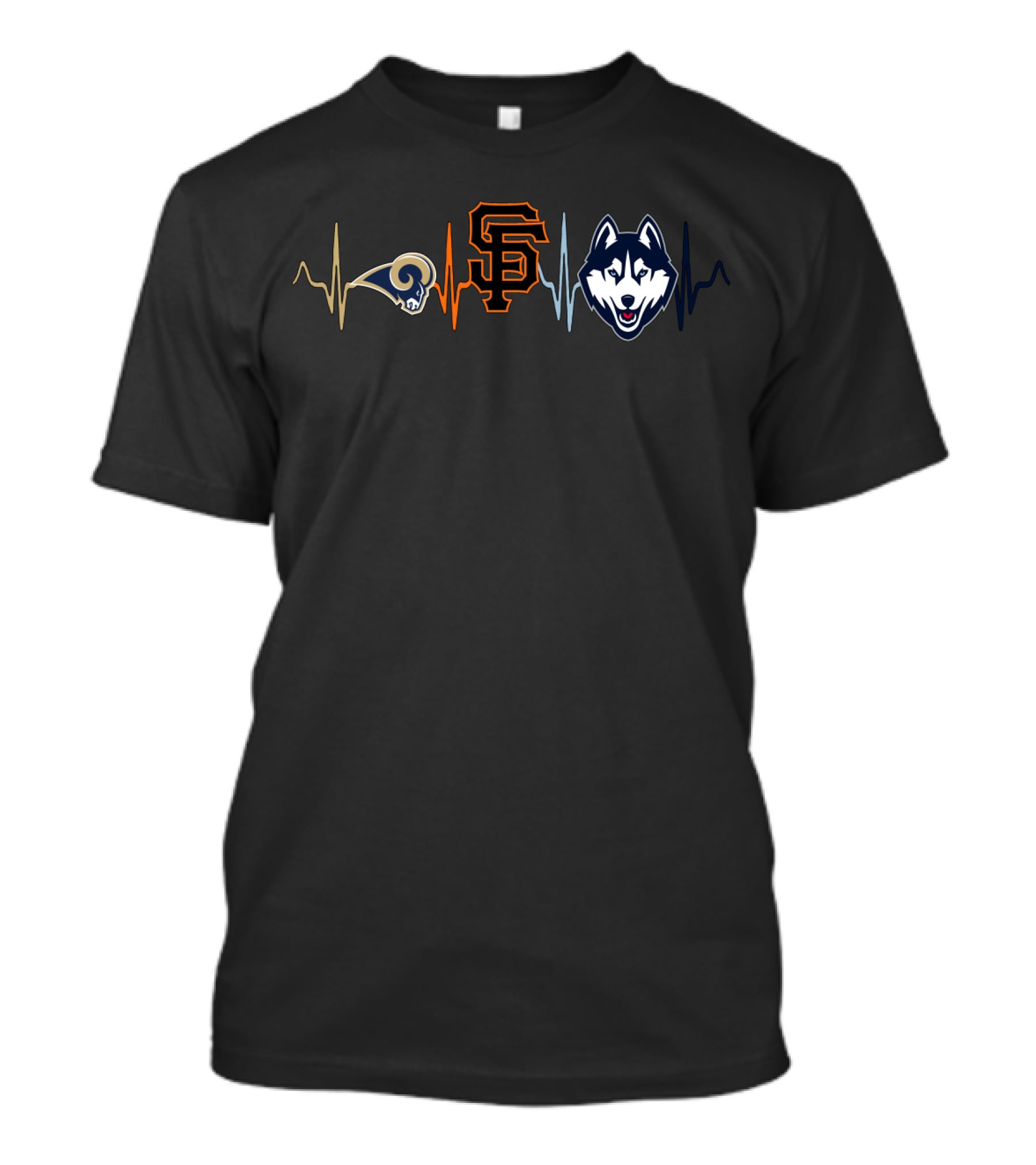 Love Rams Giants Husky Heartbeat T-Shirt