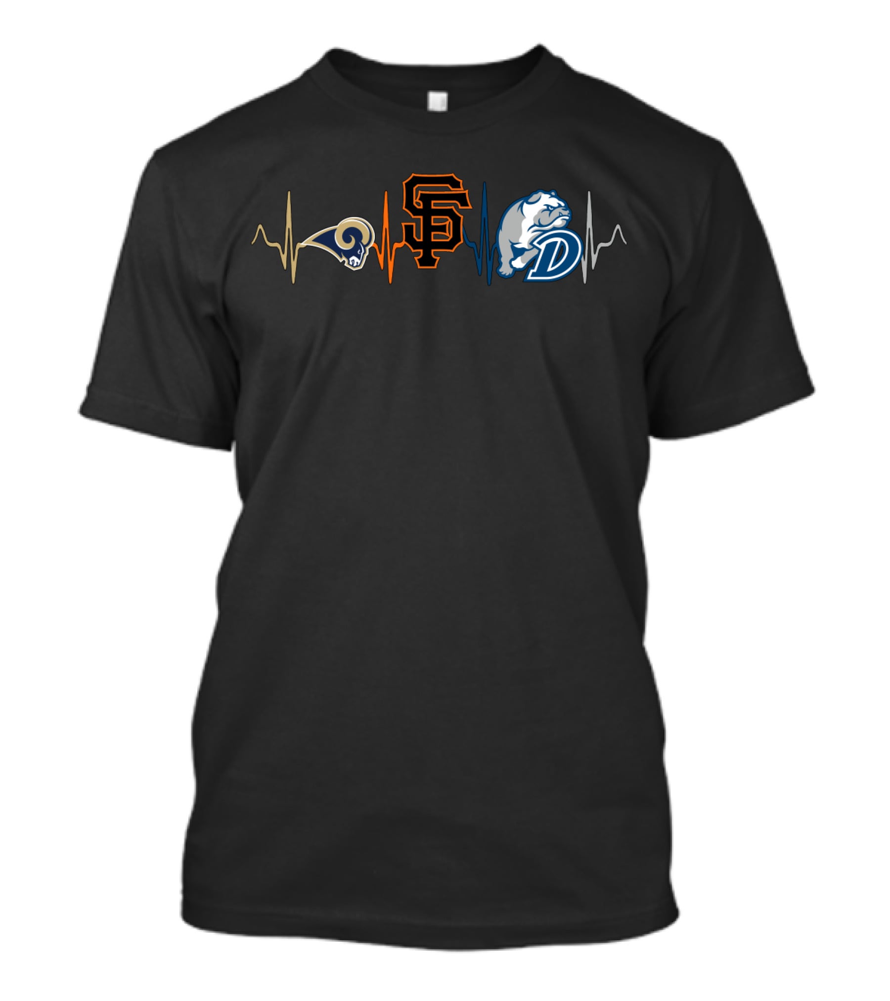 Rams Giants Sf Db With Heartbeat Line T-Shirt