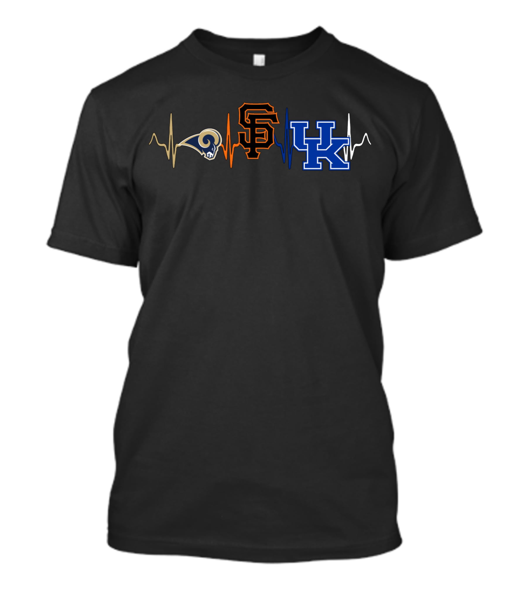 Rams Giants Kentucky Wildcats Heartbeat T-Shirt