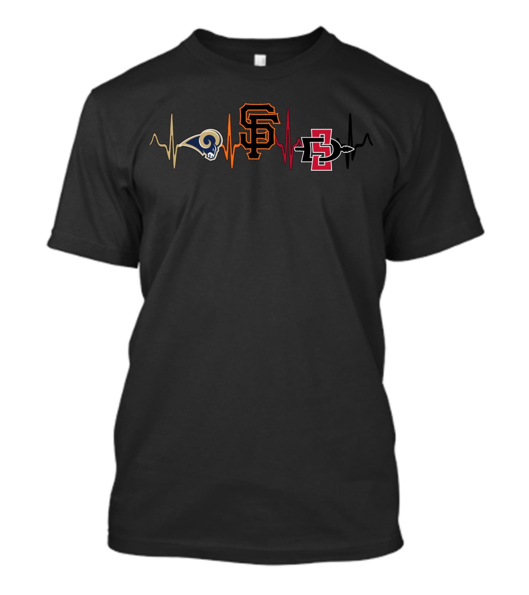 Heartbeat Of Rams Giants San Diego State Aztecs Sdsa T-Shirt