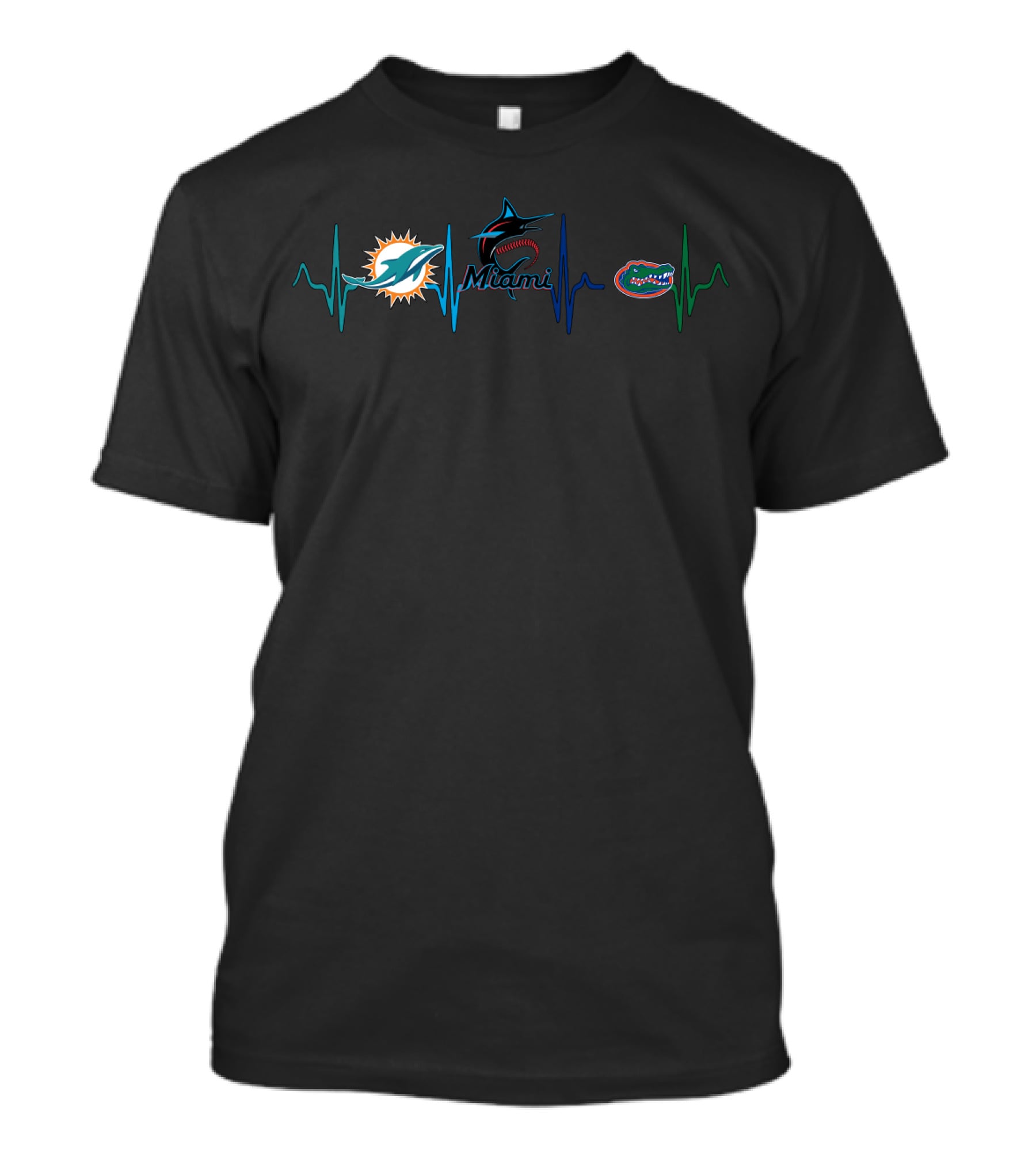Miami Dolphins Marlins Florida Gators Heartbeat Fan Passion Fg T-Shirt