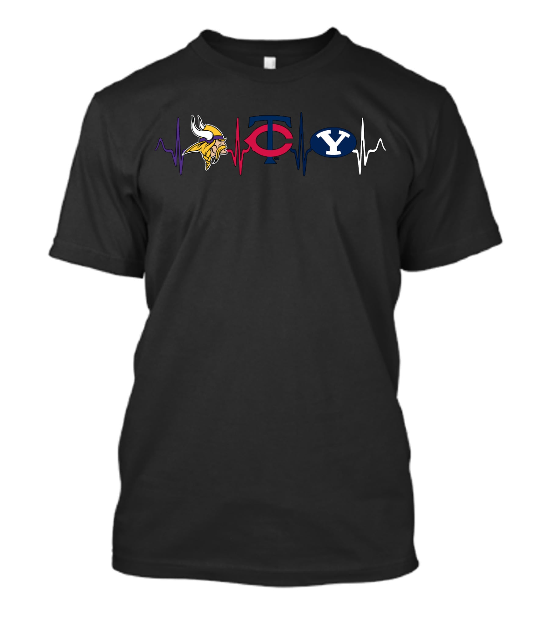 Love Vikings Twins Byu Heartbeat T-Shirt