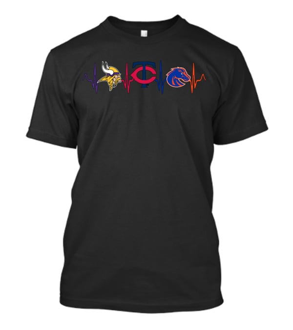 Vikings Twins Boise State Broncos Heartbeat Fan T-Shirt