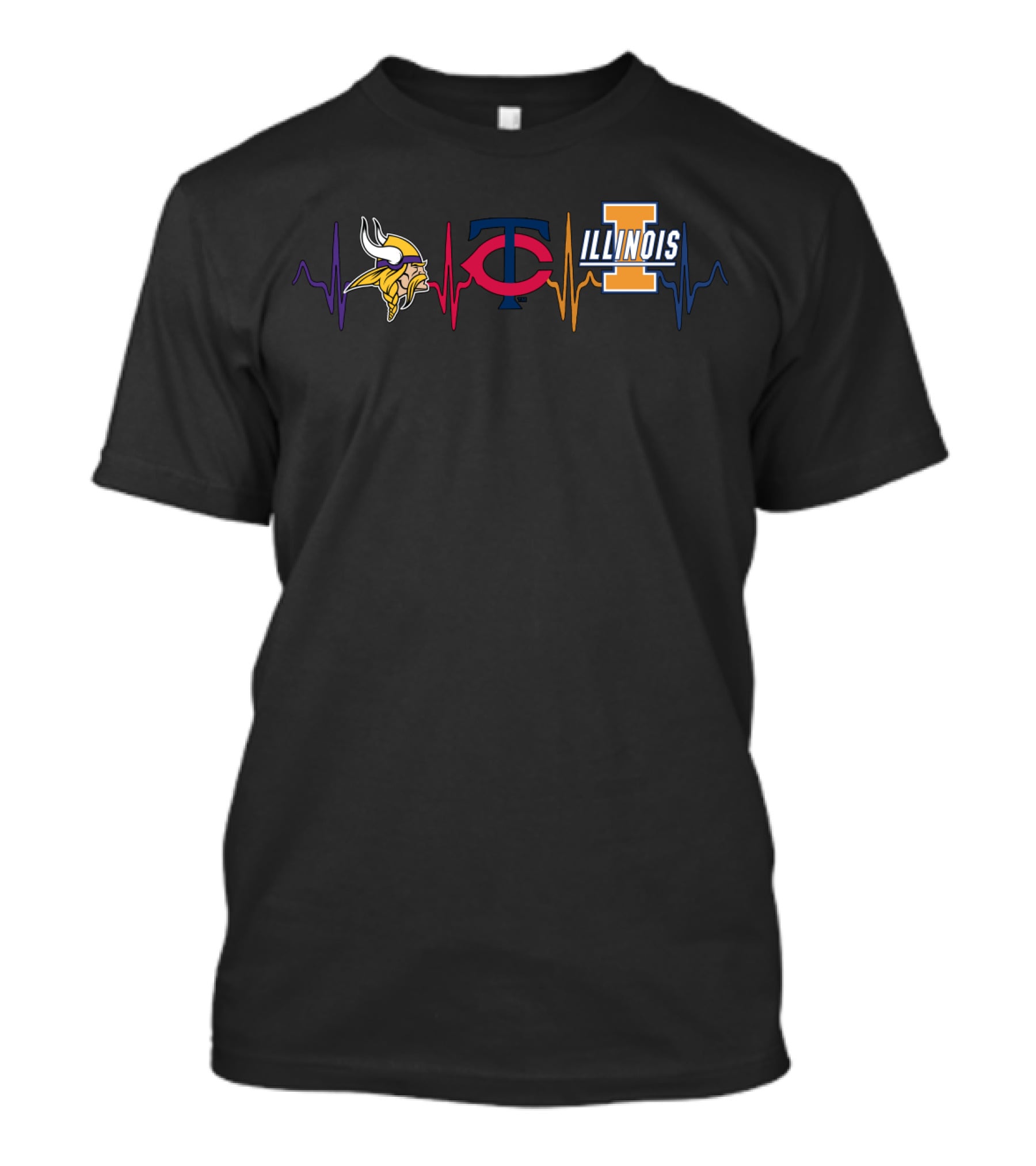 Love Minnesota Vikings And Twins With Illinois Fighting Illini Icons T-Shirt