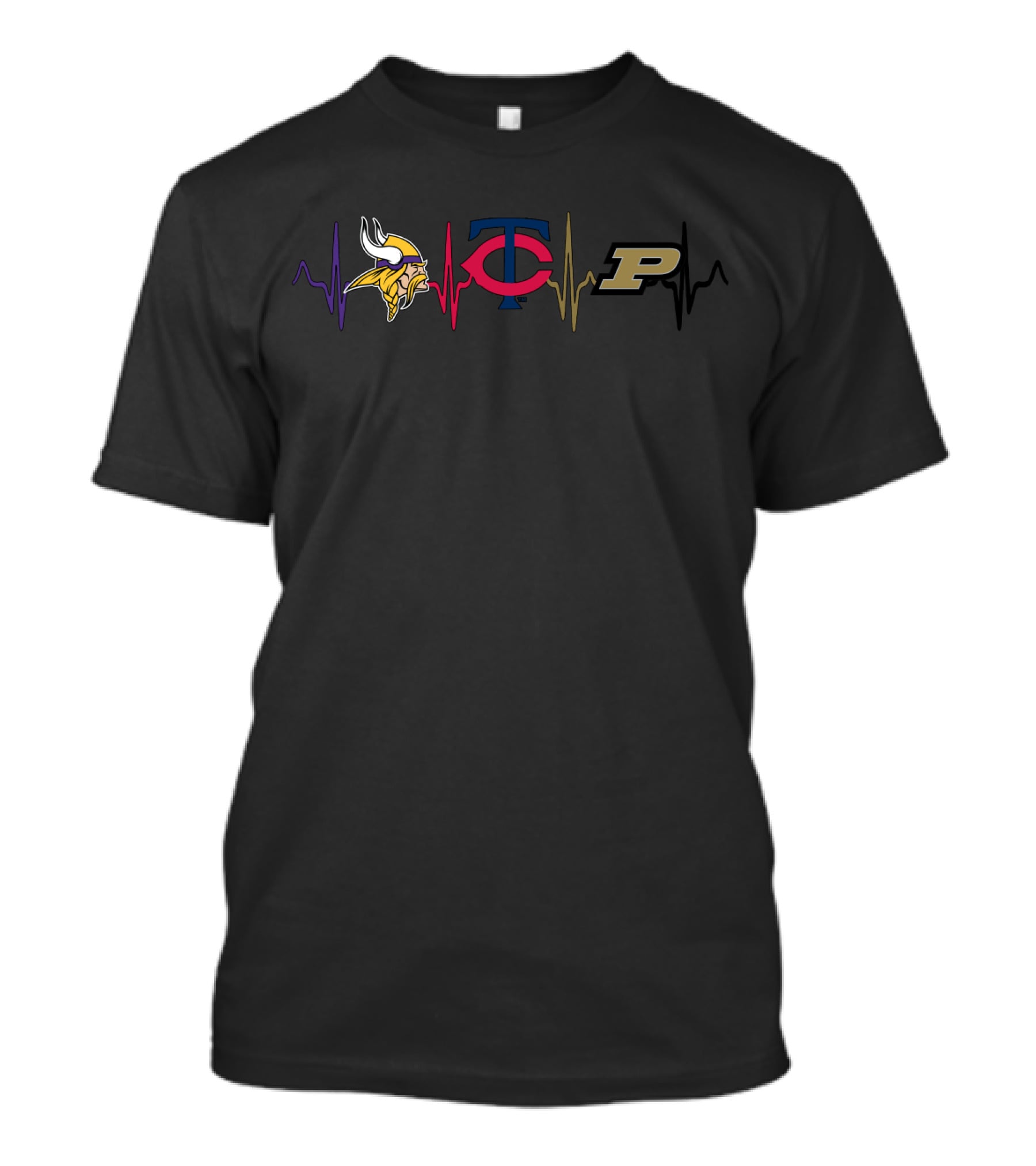 Vikings Twins Purdue Heartbeat T-Shirt