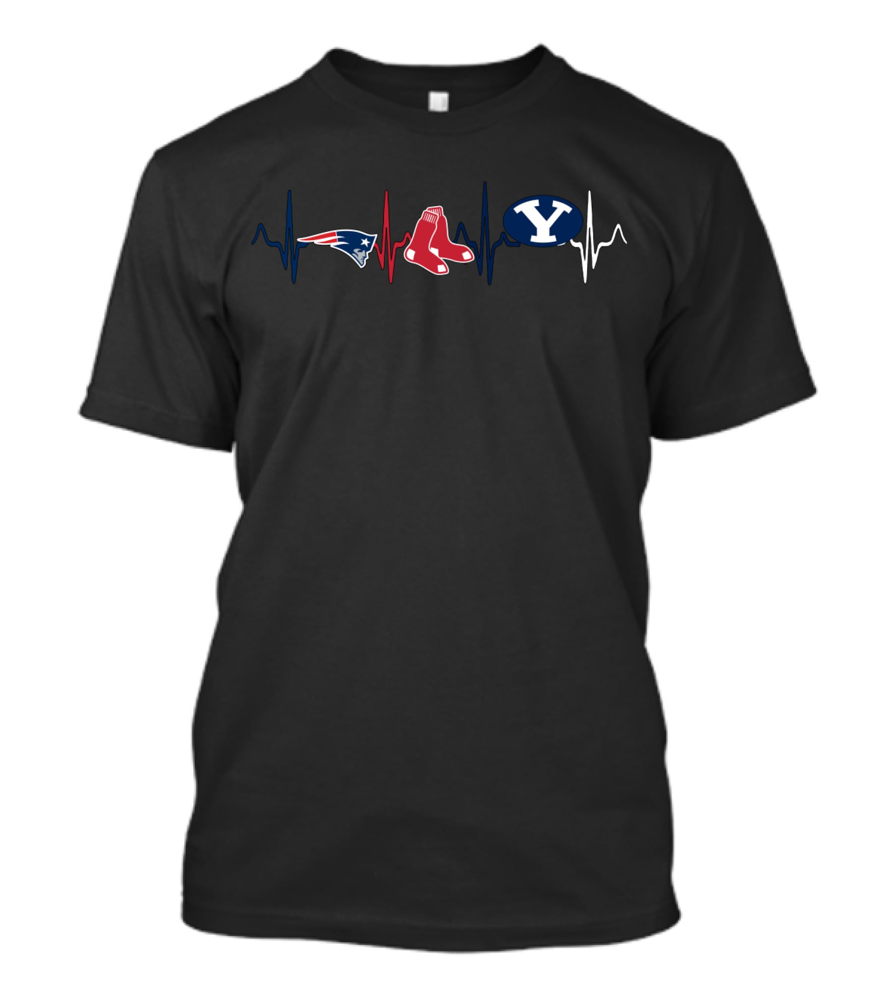 Patriots Red Sox Byu Heartbeat Fan T-Shirt