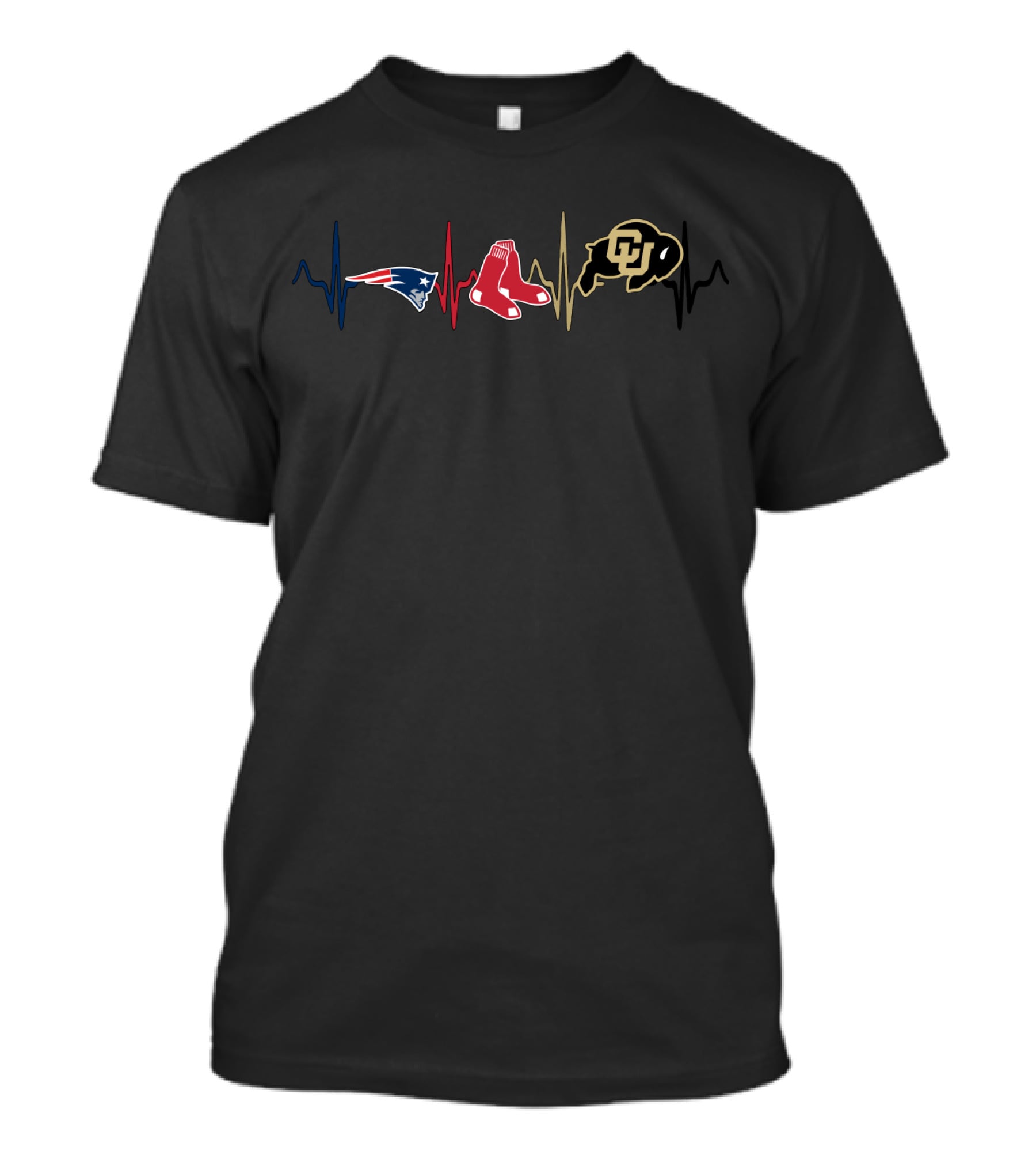 Patriots Red Sox Colorado Buffaloes Heartbeat T-Shirt