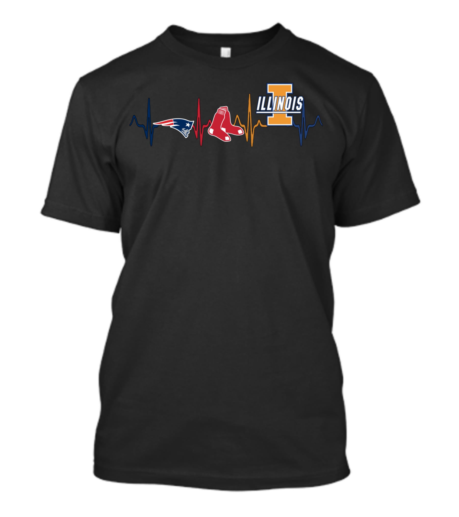 Patriots Red Sox Illinois Heartbeat Fan Collection T-Shirt