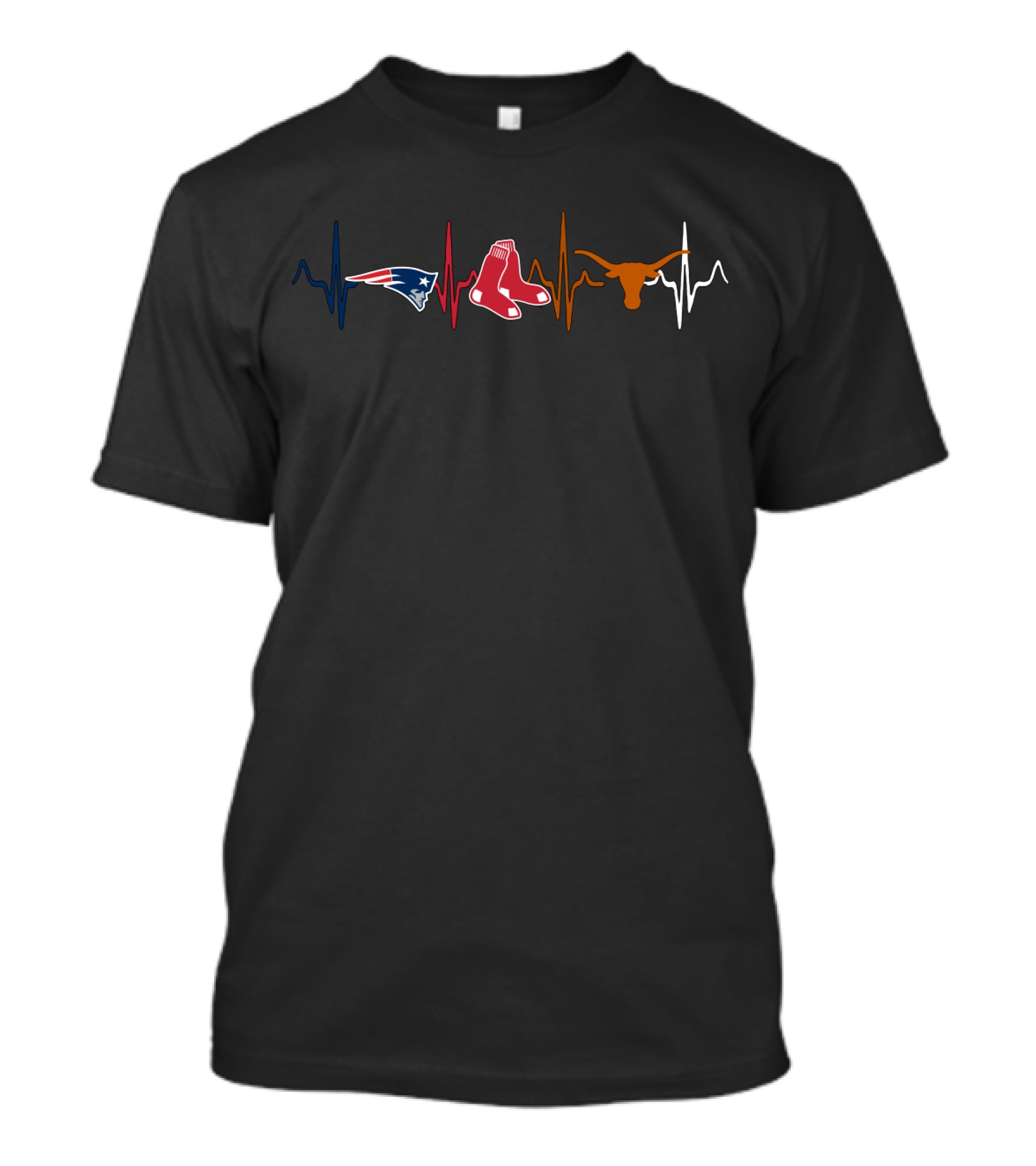 Patriots Red Sox Longhorns Heartbeat T-Shirt