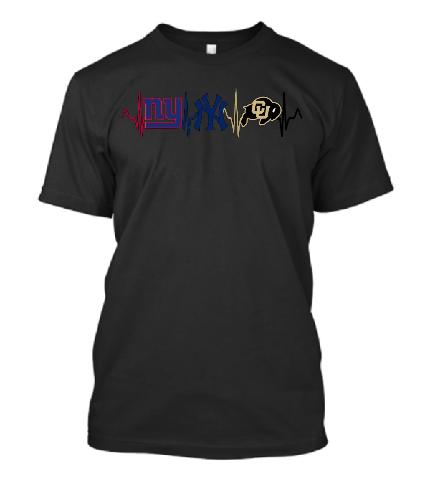 New York Giants New York Yankees Colorado Buffaloes Heartbeat T-Shirt
