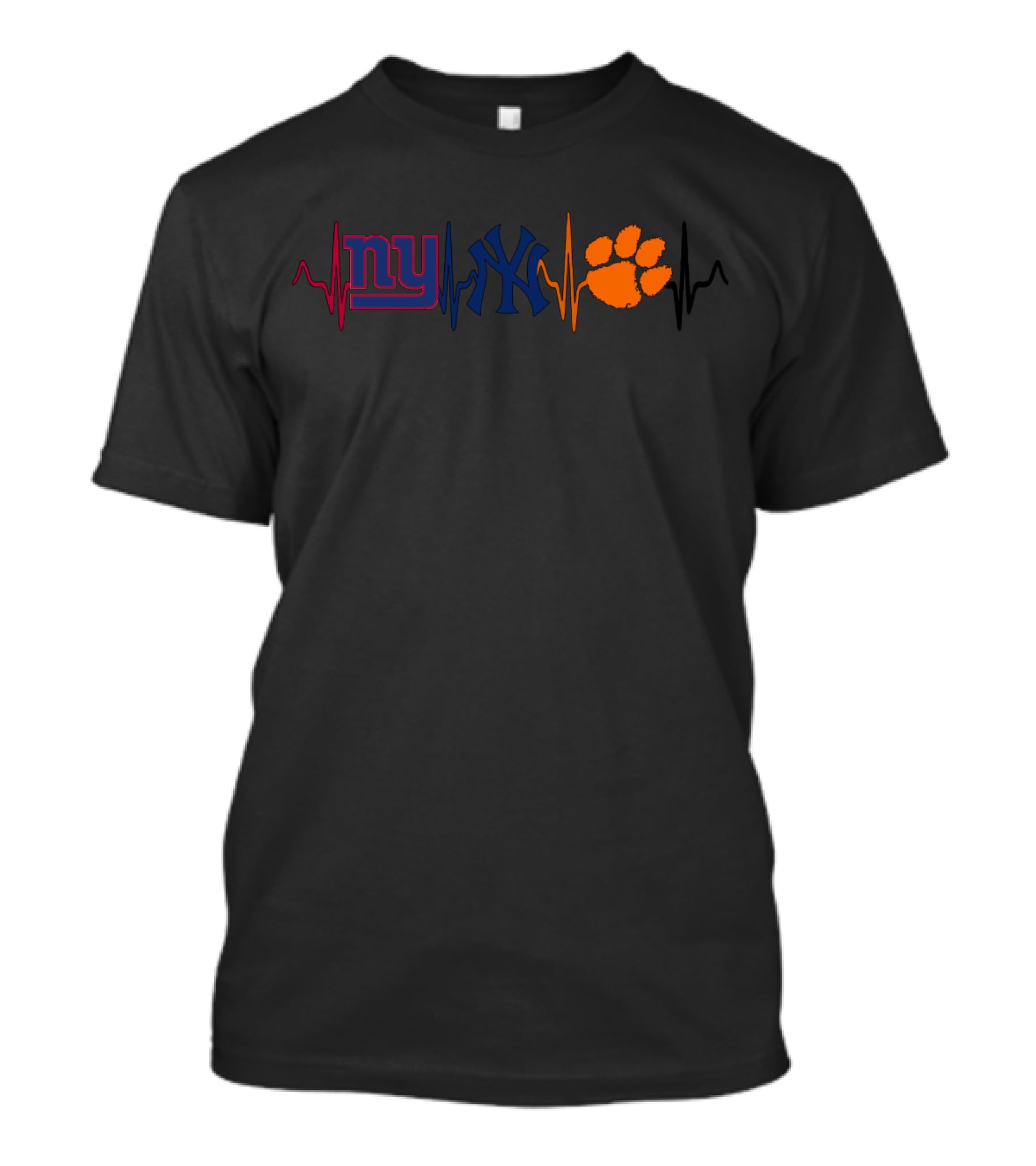 Ny Giants Yankees Clemson Tigers Heartbeat T-Shirt