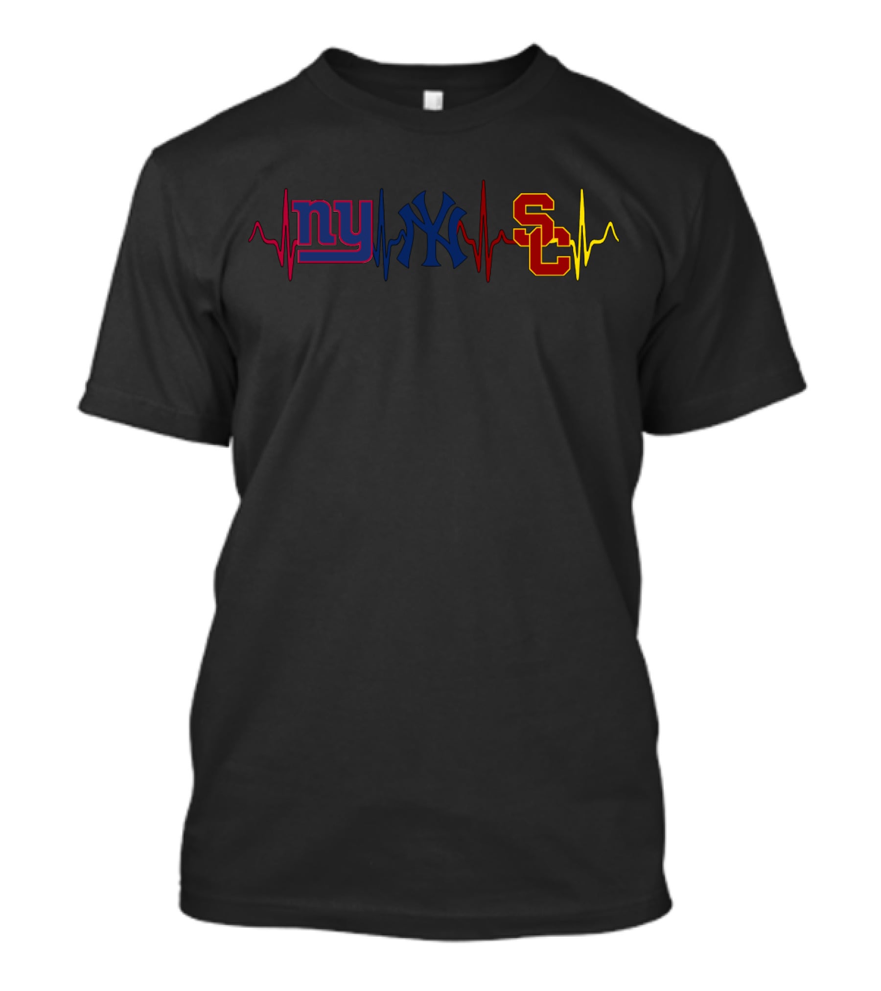 Ny Giants Yankees Usc Heartbeat T-Shirt