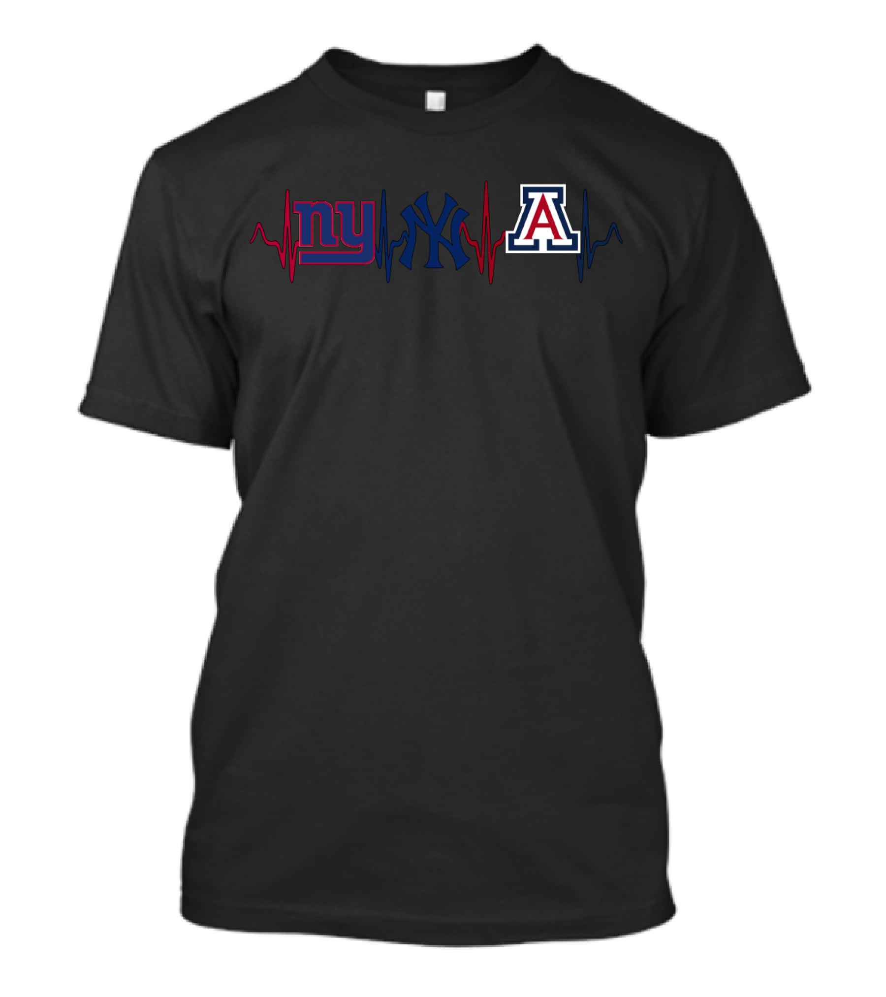 New York Giants Yankees Arizona Wildcats Heartbeat T-Shirt
