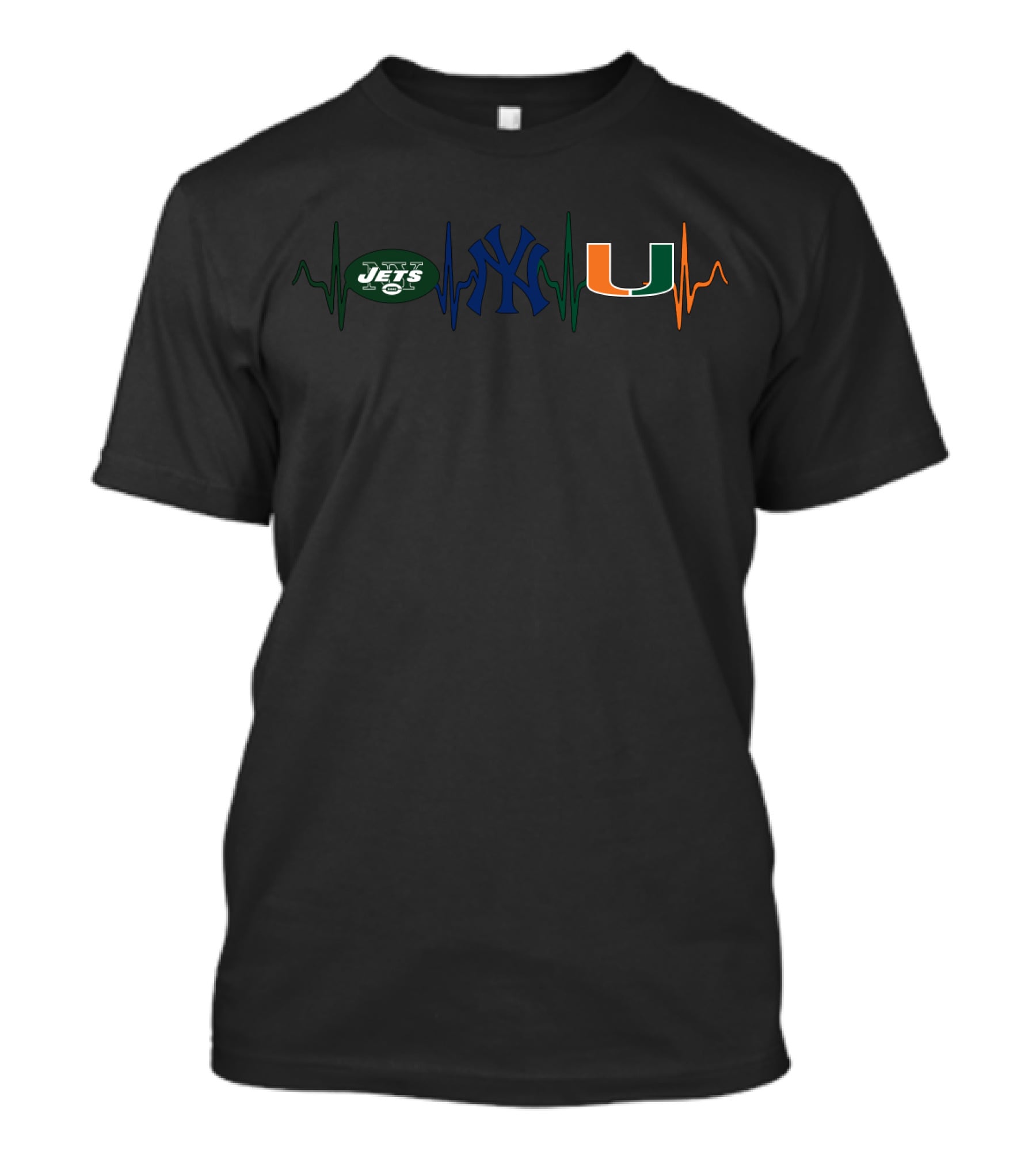 Love Jets Yankees Hurricanes Heartbeat T-Shirt