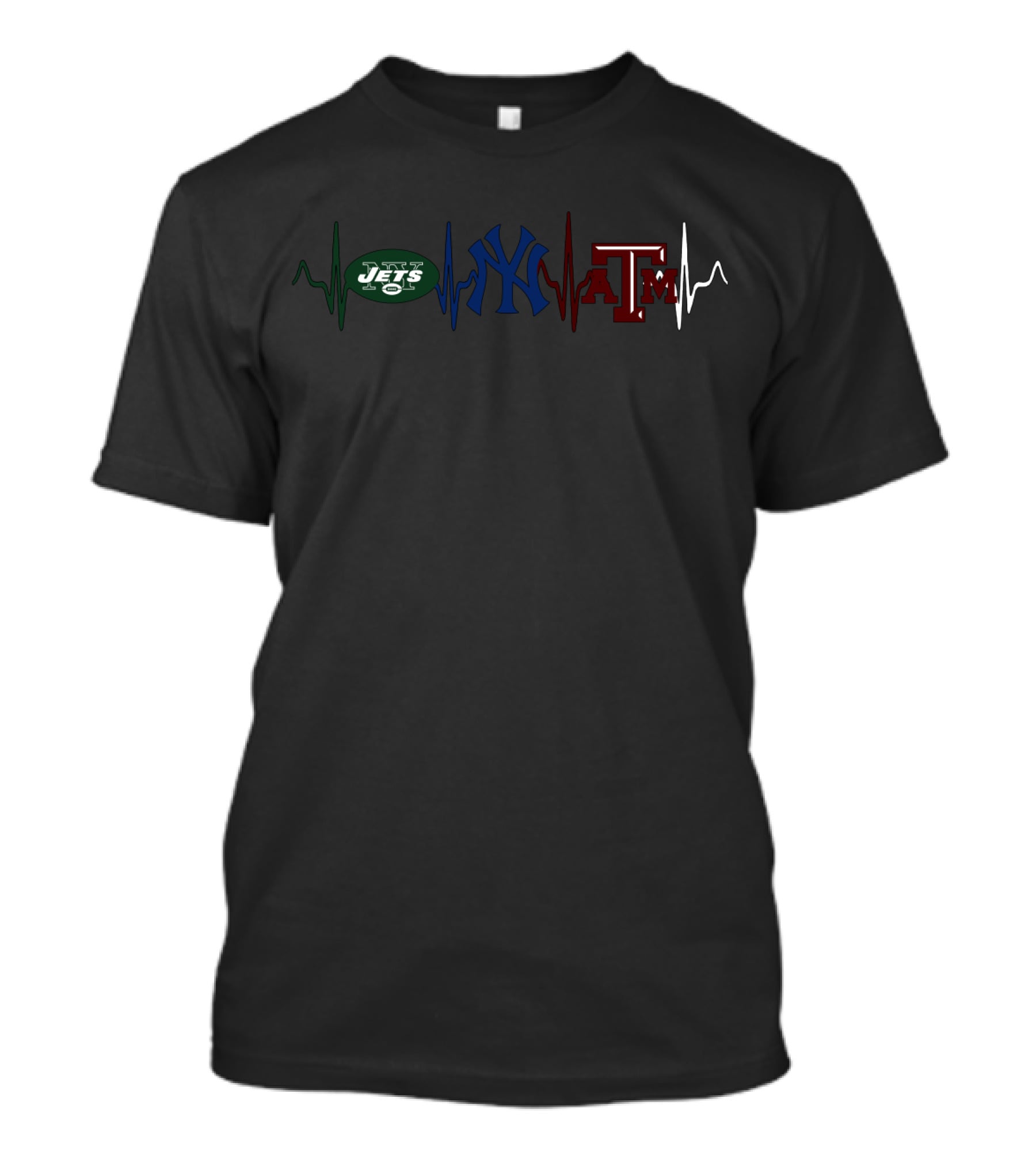 Jets Yankees Texas A&M Heartbeat Line T-Shirt