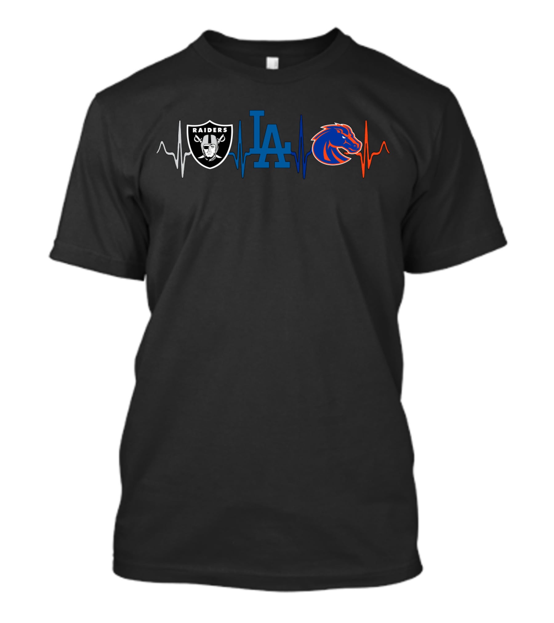 Love Raiders Dodgers Bsb Heartbeat T-Shirt