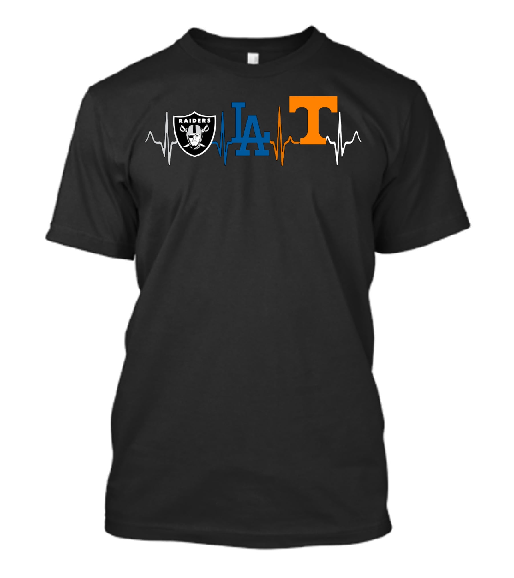 Raiders Dodgers Volunteer Love Heartbeat T-Shirt