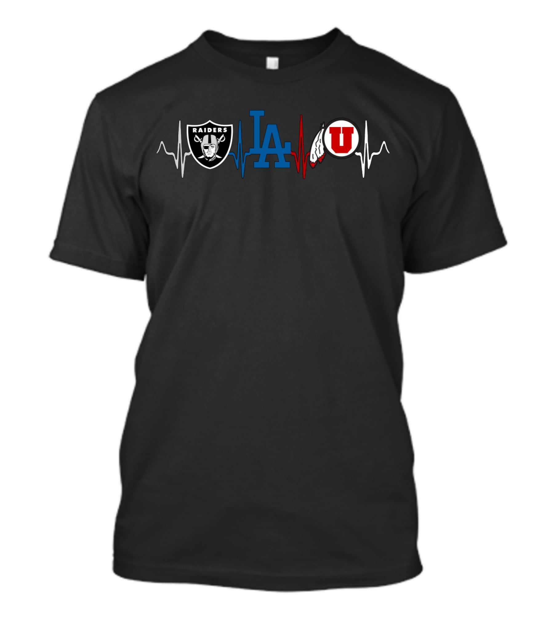 Raiders La Dodgers Utah Utes Heartbeat T-Shirt