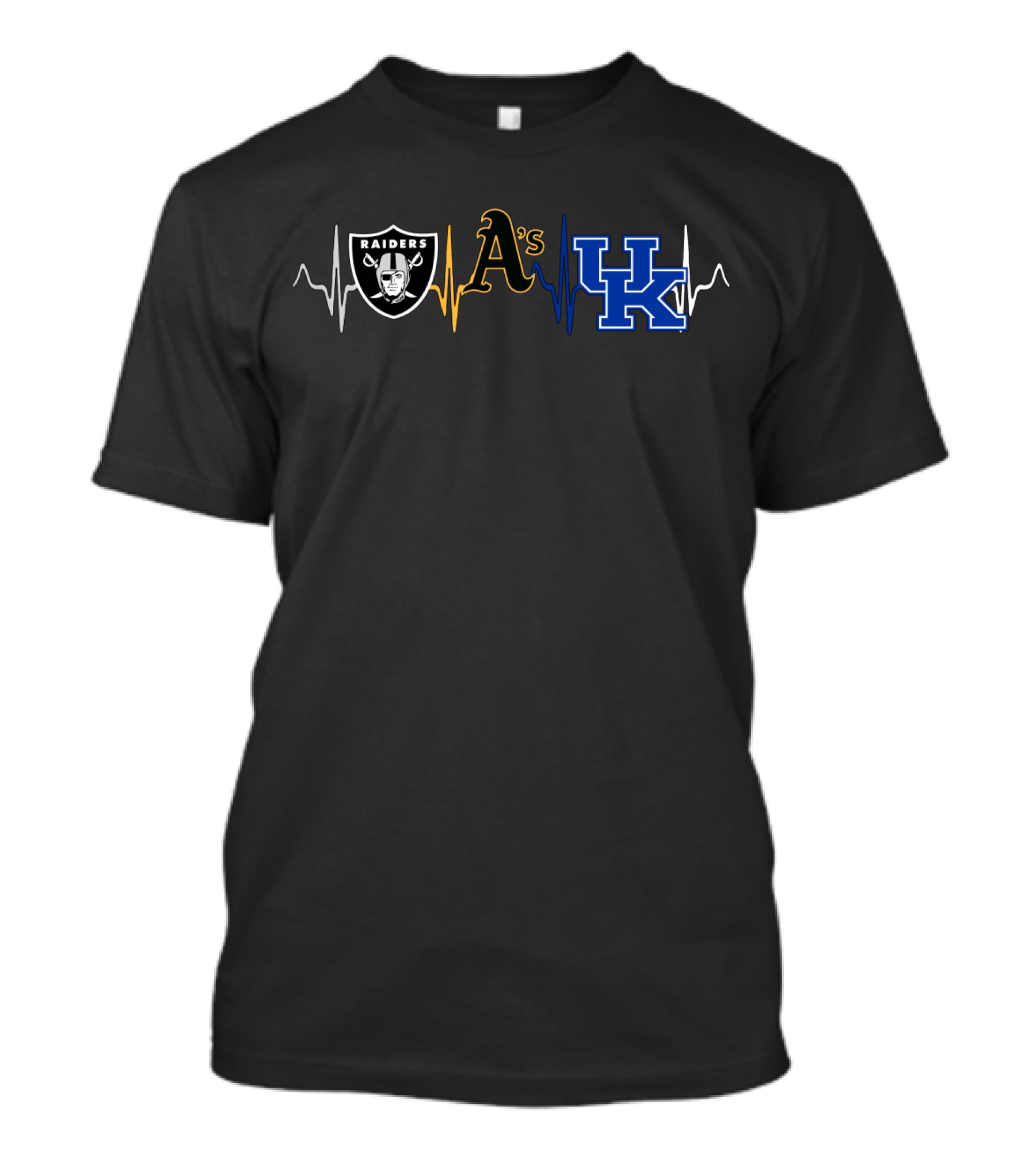 Raiders A's Kentucky Wildcats Love Heartbeat T-Shirt