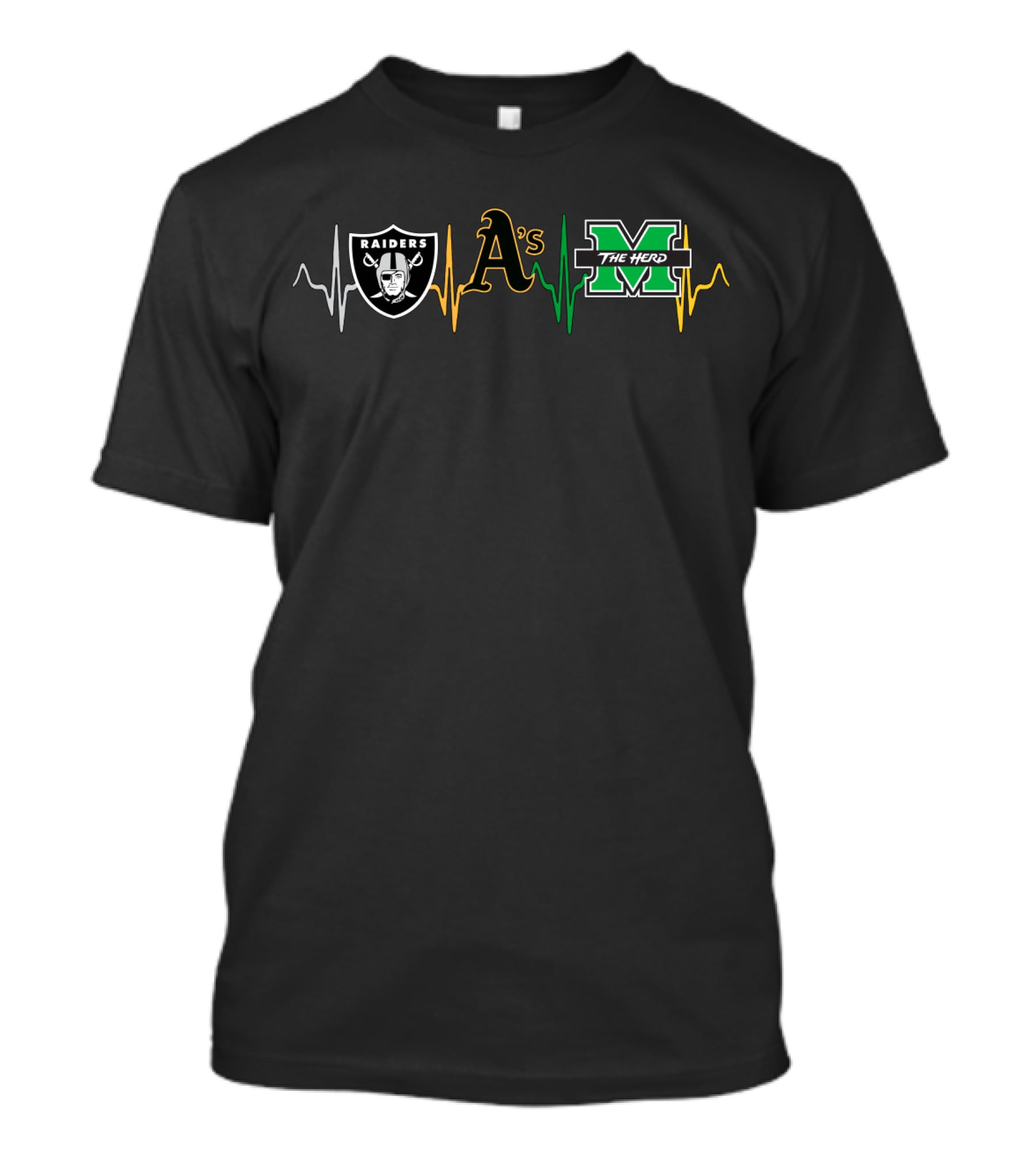 Raiders A’s The Herd Mth Heartbeat Sports Fusion T-Shirt