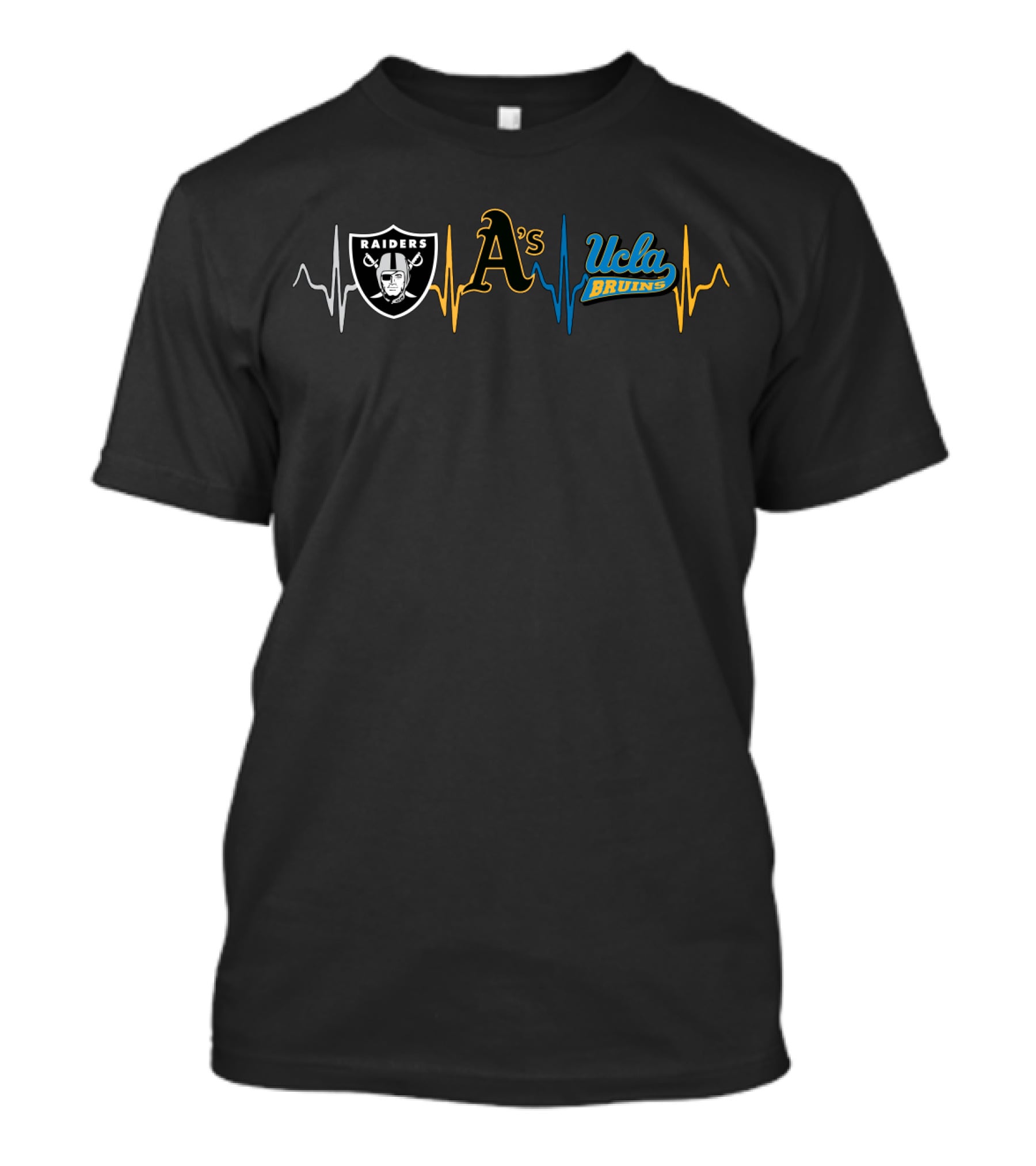 Love Raiders A's Ucla Bruins Heartbeat T-Shirt