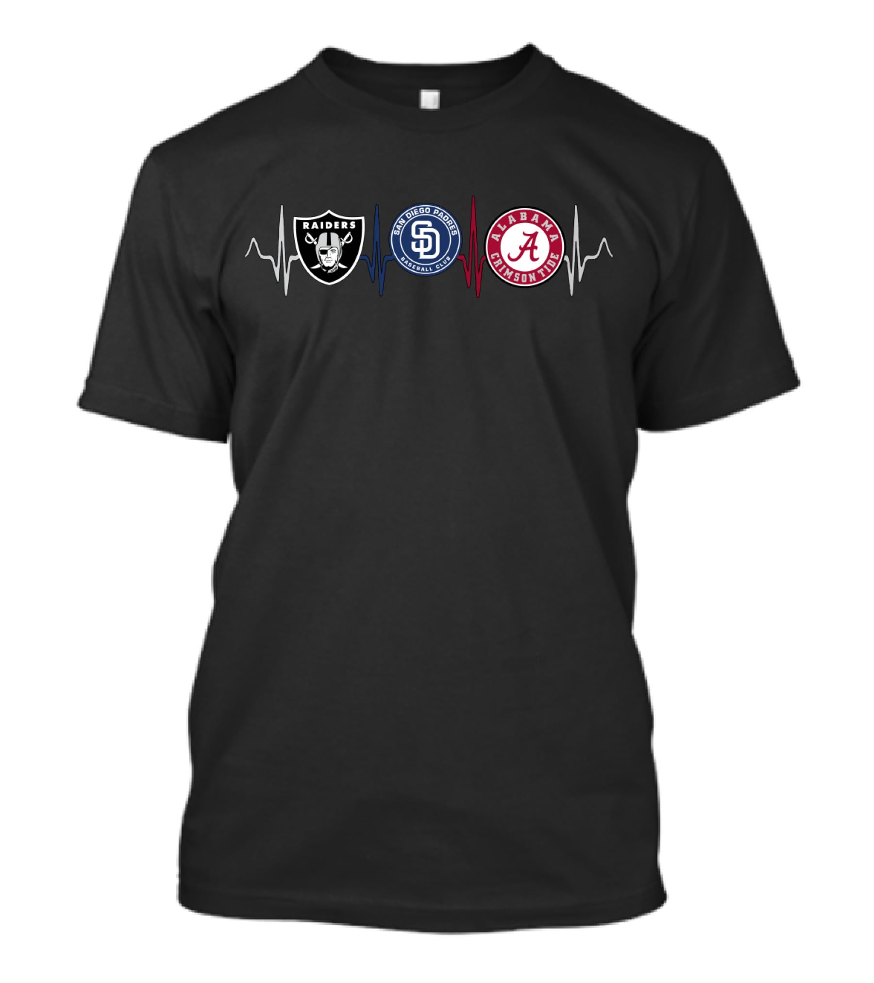 Raiders San Diego Padres Alabama Crimson Tide Heartbeat T-Shirt