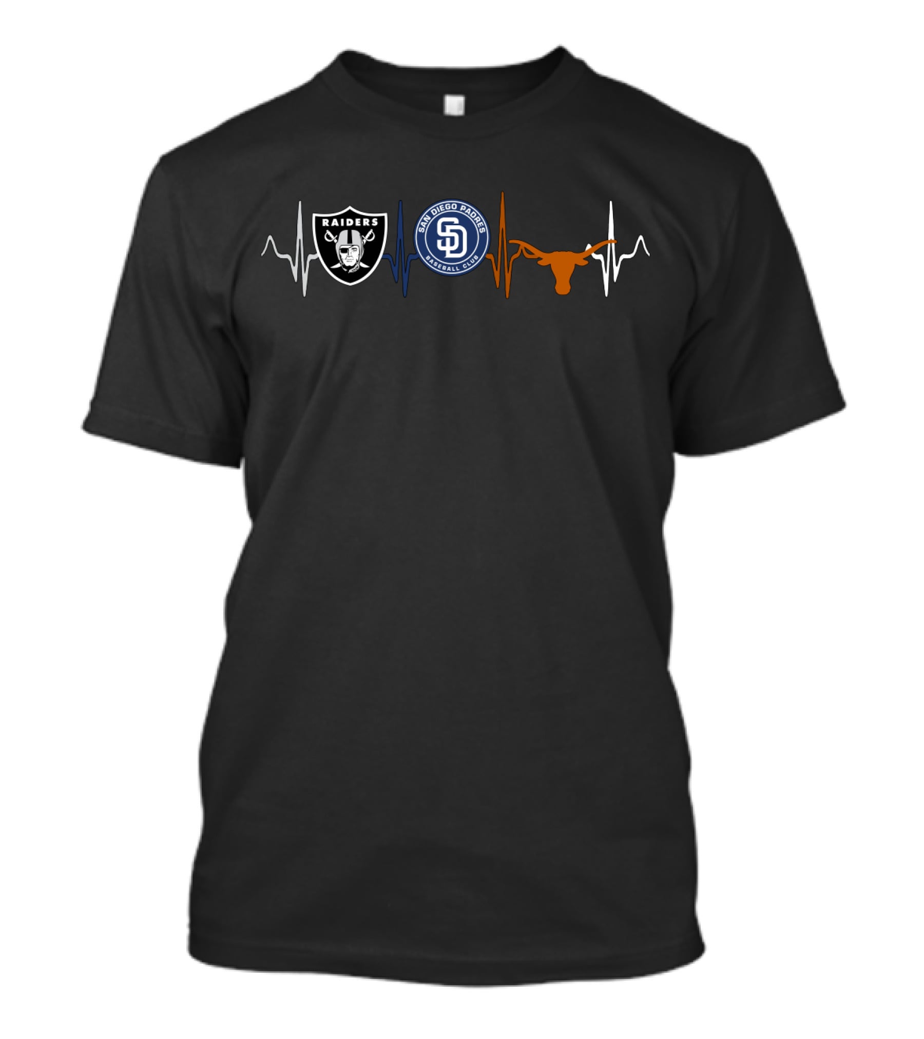 Raiders Padres Longhorns Heartbeat T-Shirt